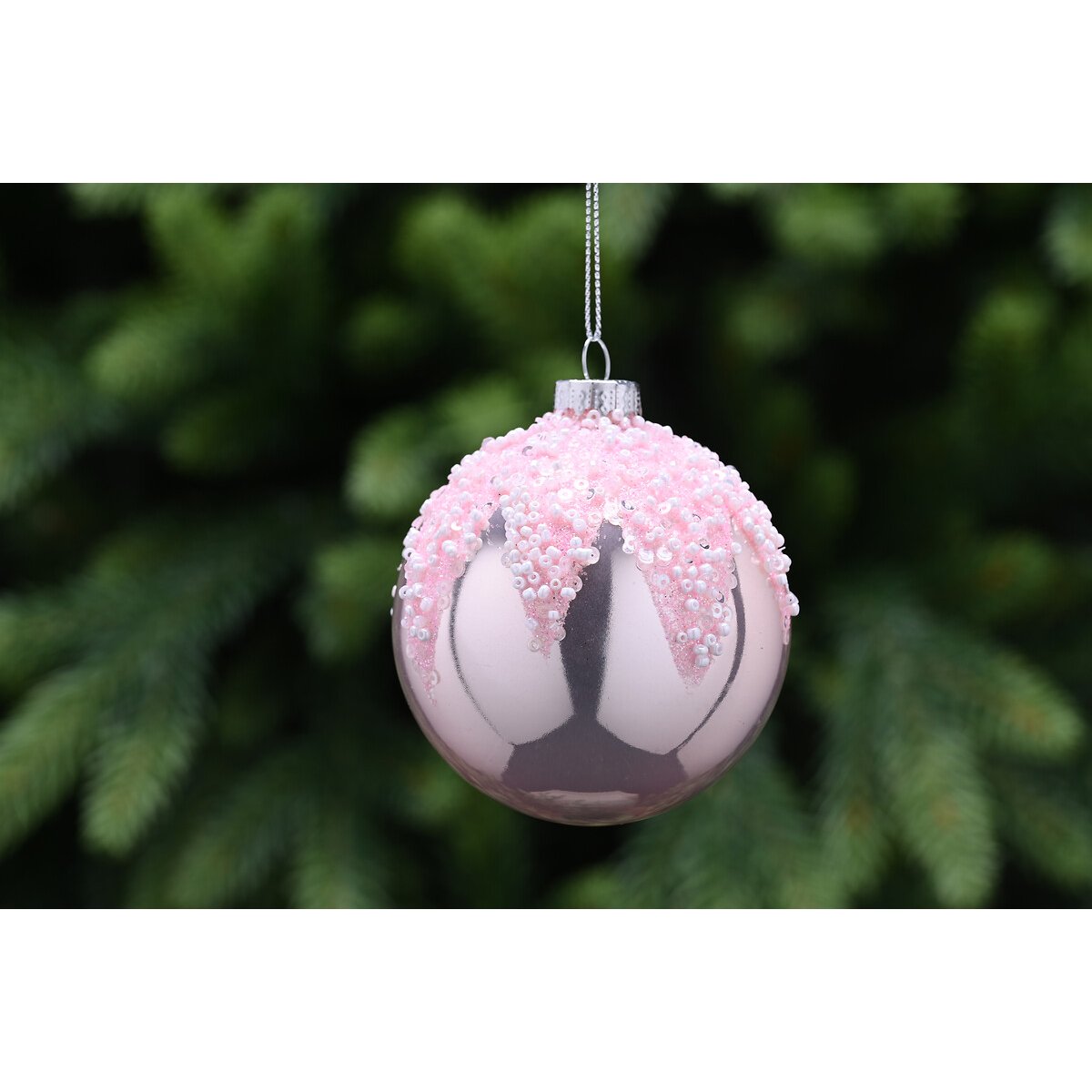 Set of 3 Assorted Pink Frosted baubles pink, SO'HOME