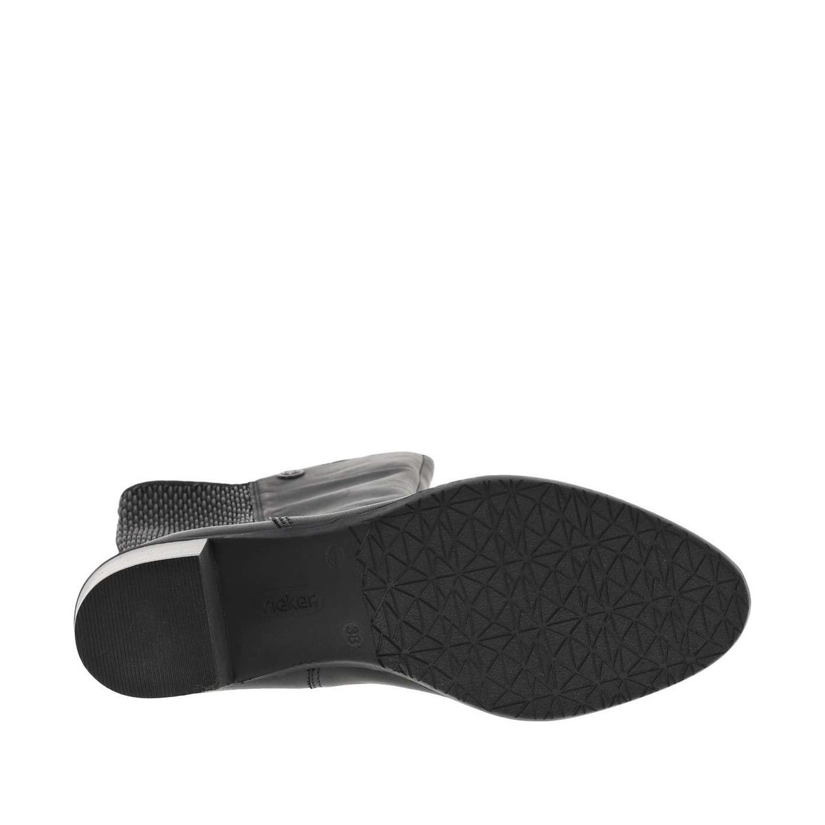 Bottes bi-matières en cuir noir à semelle à talon décroché moyen noir, RIEKER
