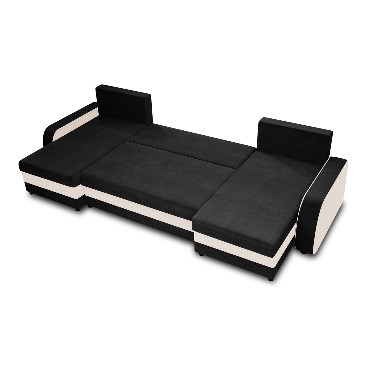 Canapé Panoramique Convertible 7 places - VALOS noir / blanc, BEST MOBILIER