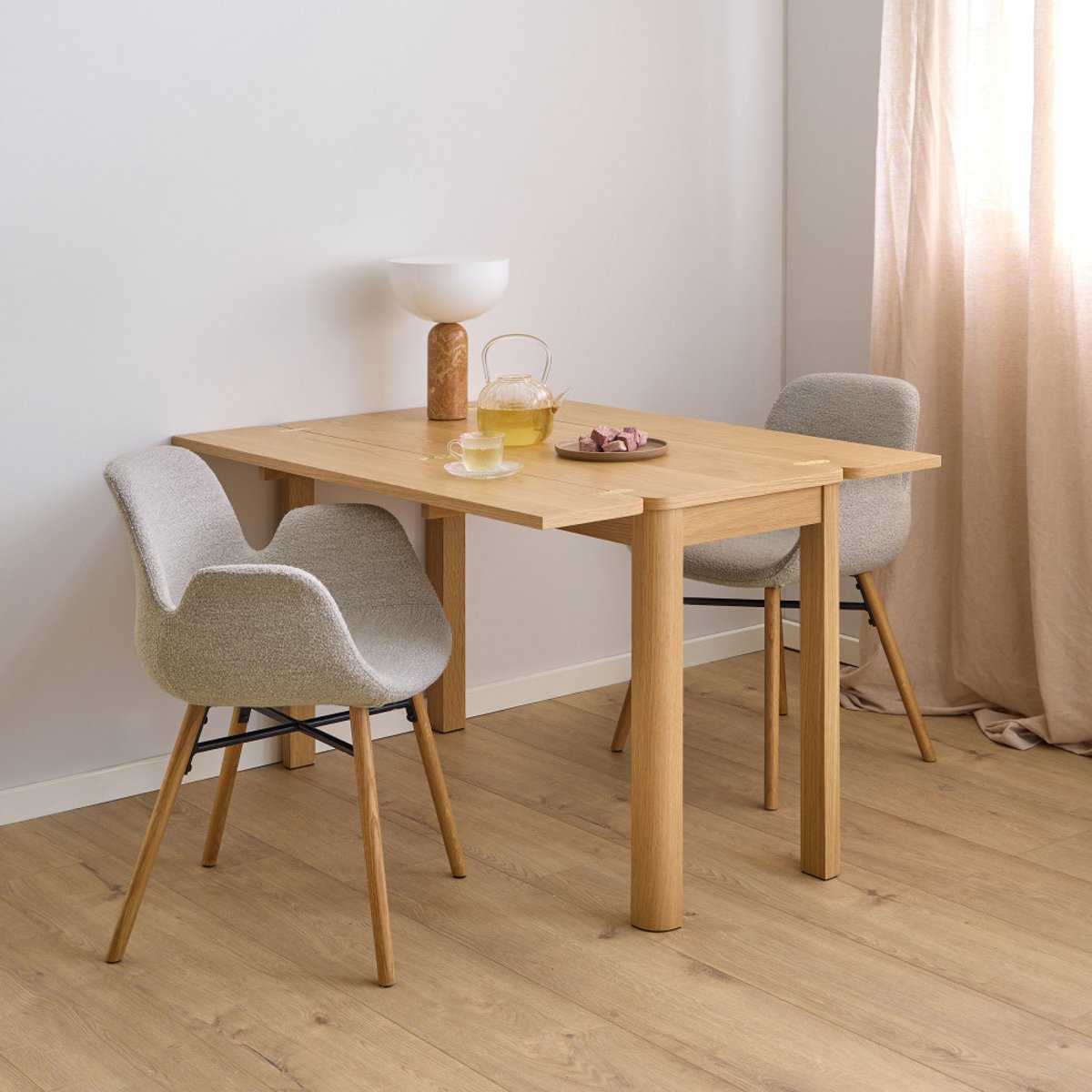 Table à manger extensible 2 à 4 personnes en bois 120x45-90cm - FIKA bois clair, DRAWER