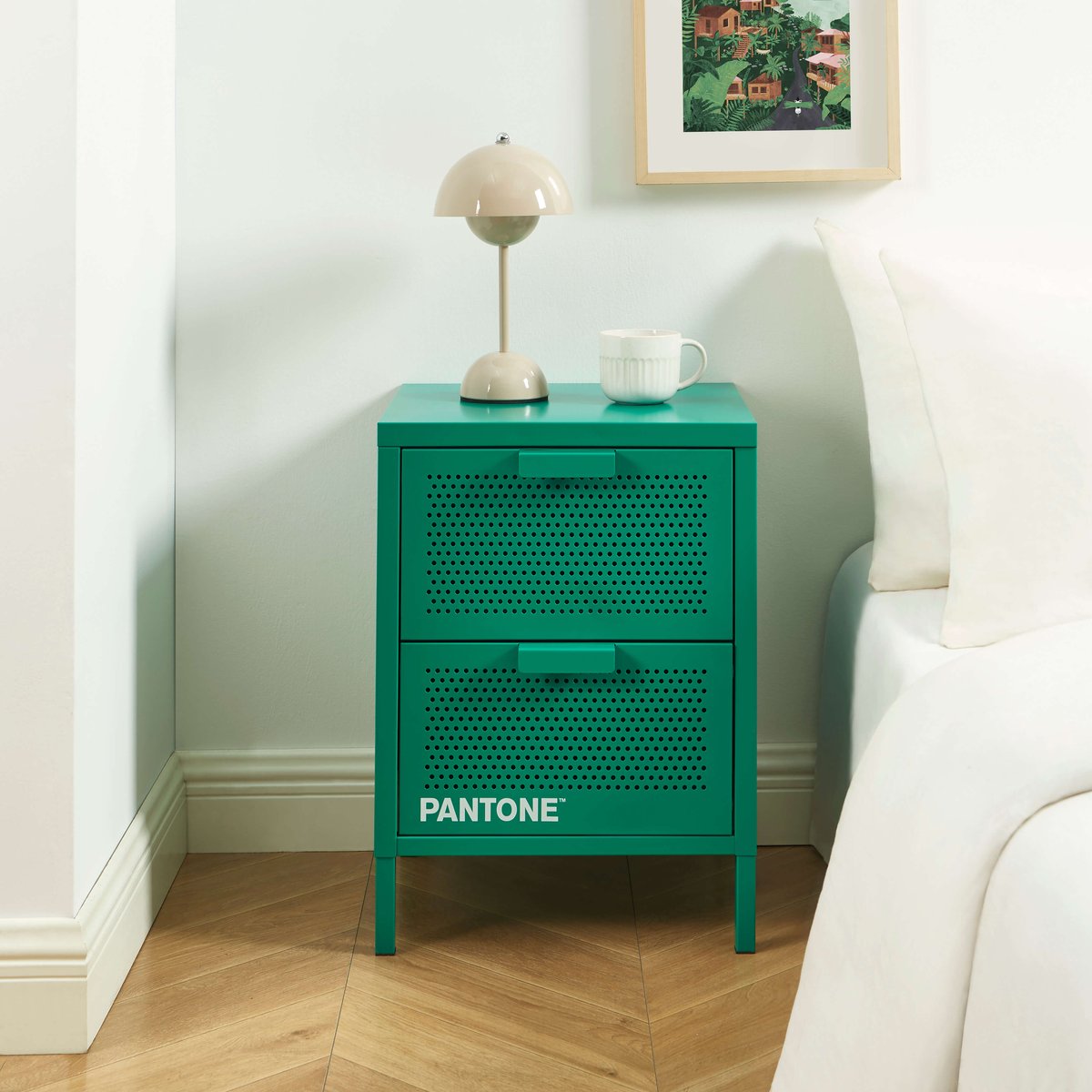 Table de chevet en acier emeraude / tcx 17-6030, PANTONE