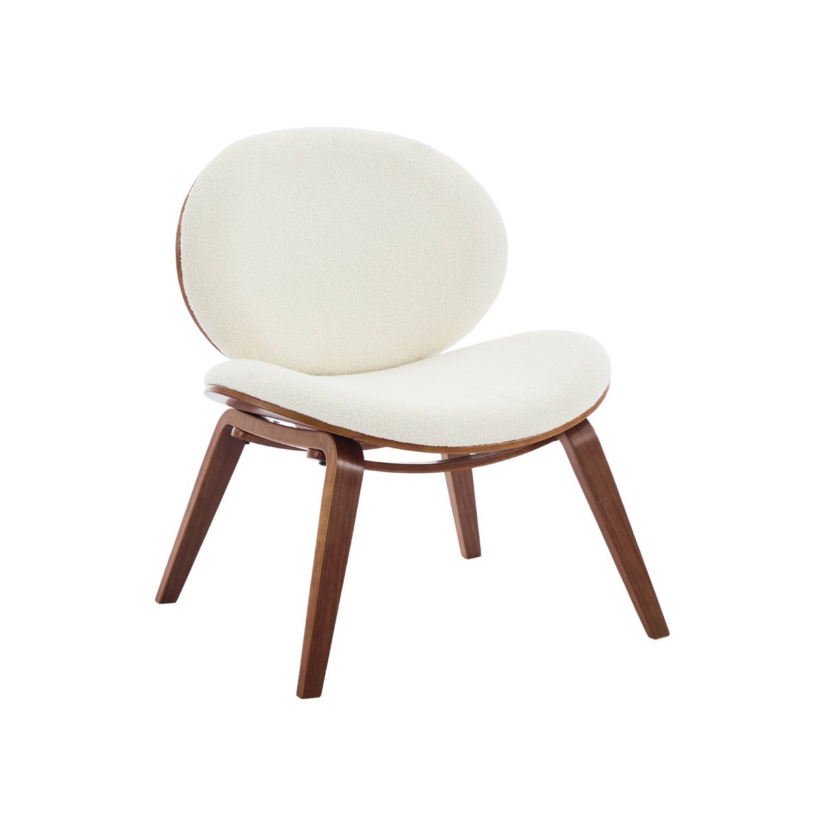 Fauteuil relax décor bois courbé et bouclette texturée INES noyer, SWEEEK
