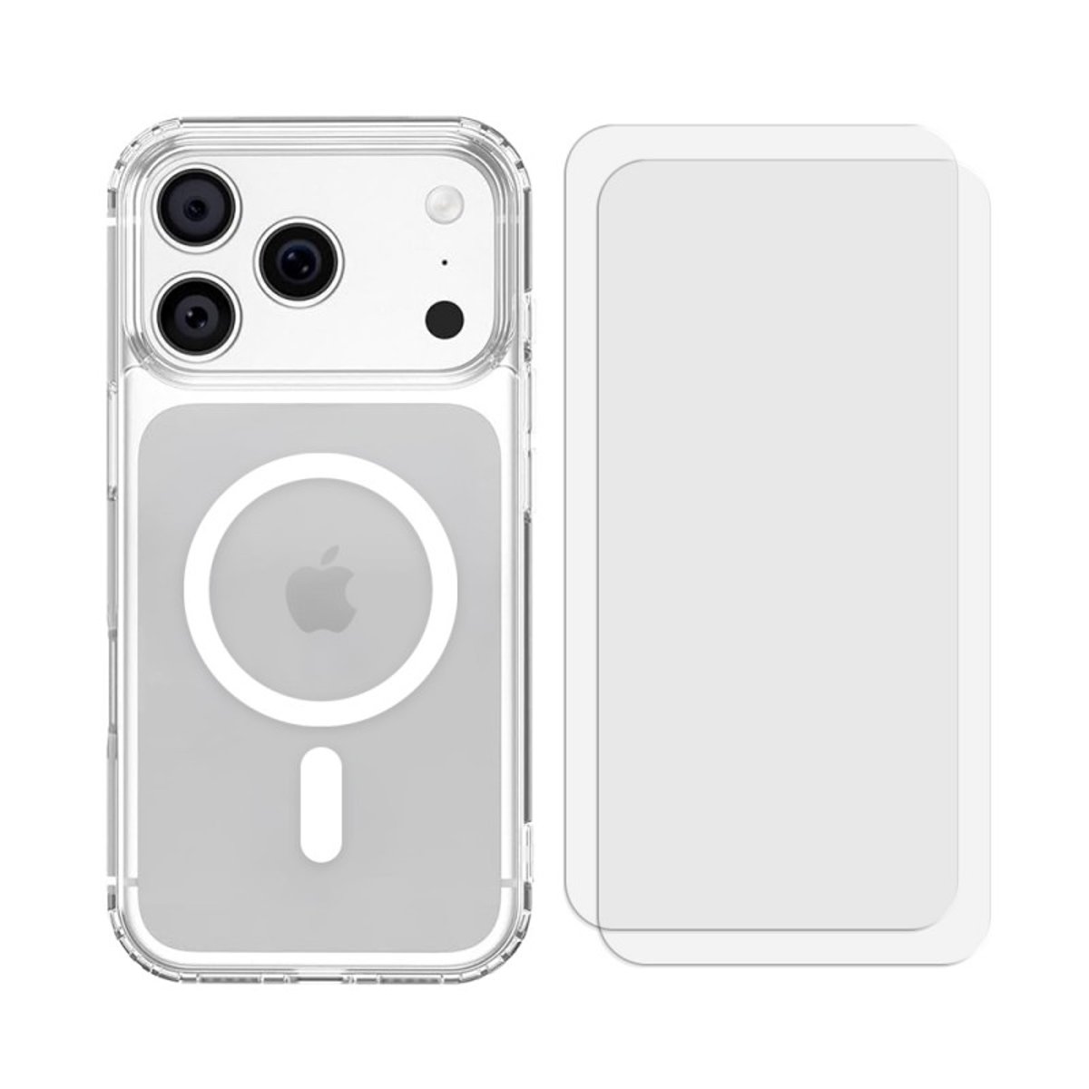 Coque Anti-choc compatible Magsafe pour iPhone 17 Pro Transparente + 2 protections écran et 2 protections objectif caméra transparent, EVETANE