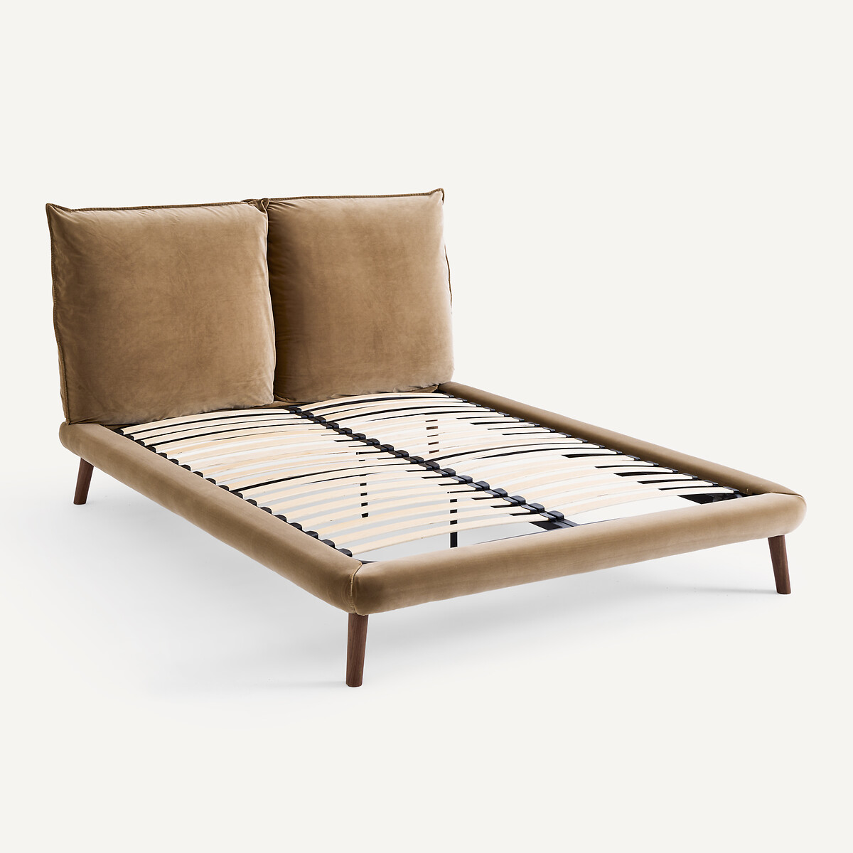 Fluwelen 2-persoons bed, Aurore, ontwerp Emmanuel Gallina zeemvel, AM.PM X EMMANUEL GALLINA