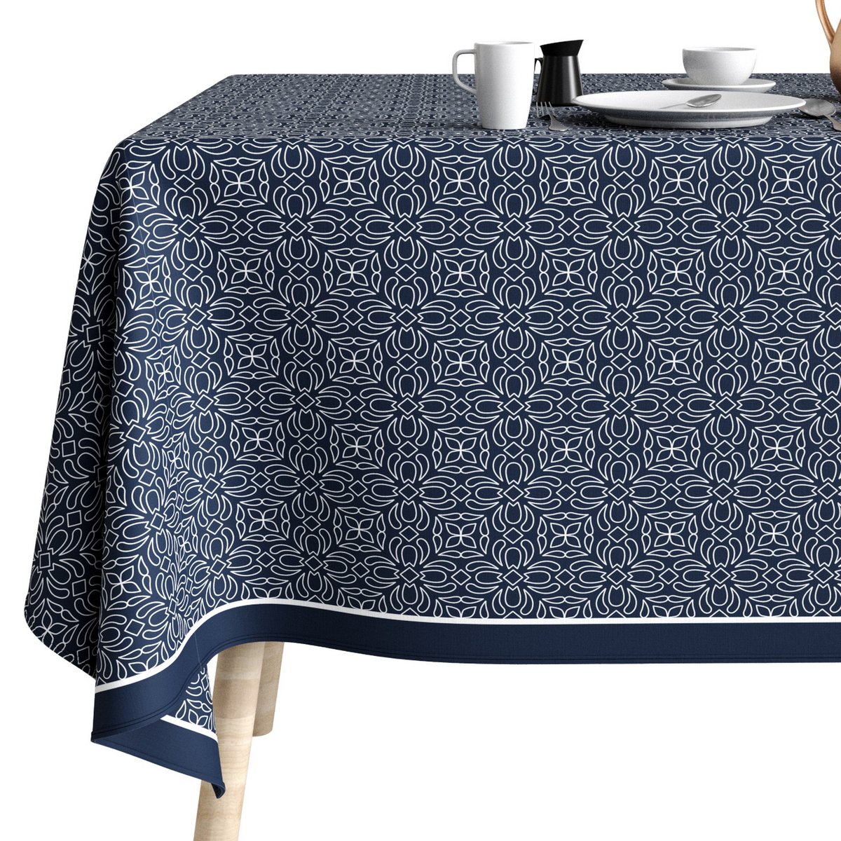 Nappe rectangulaire anti tache Coton Lejos bleu, EDEN