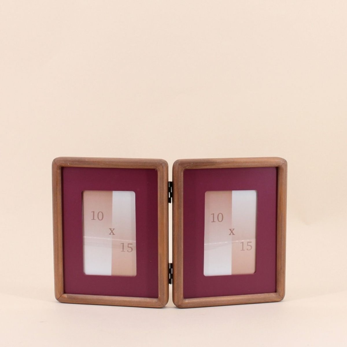 Cadre photos 2 vues moulure ronde en bois 10x15cm naturel, ORNAMI