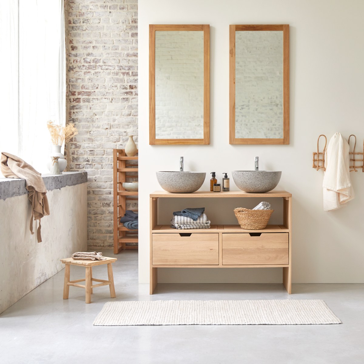 Meuble Salle De Bain en Chêne massif, KWARTO naturel, TIKAMOON