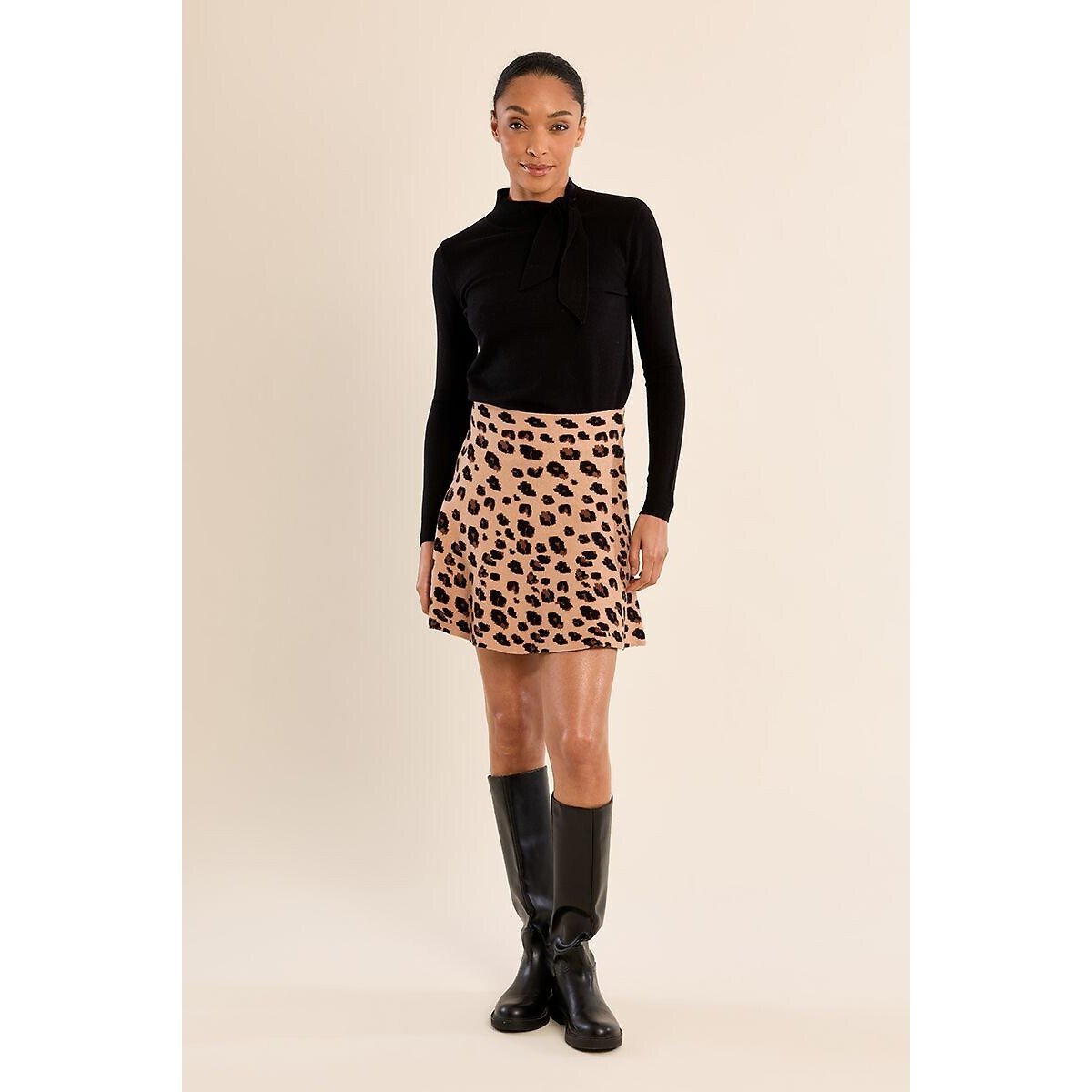 Pull manches longues avec col à nouer noir, MOLLY BRACKEN