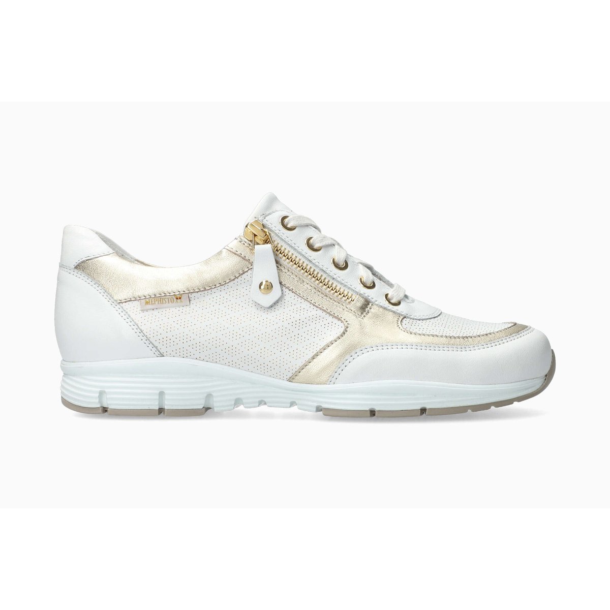 Baskets en cuir YLONA blanc & doré, MEPHISTO