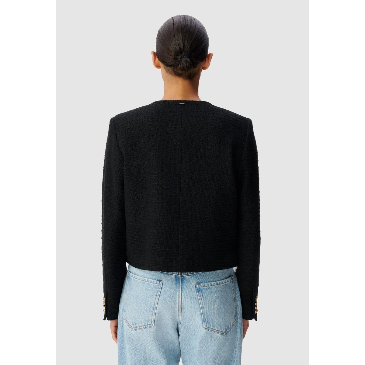 Veste carrée effet tweed noir, IKKS