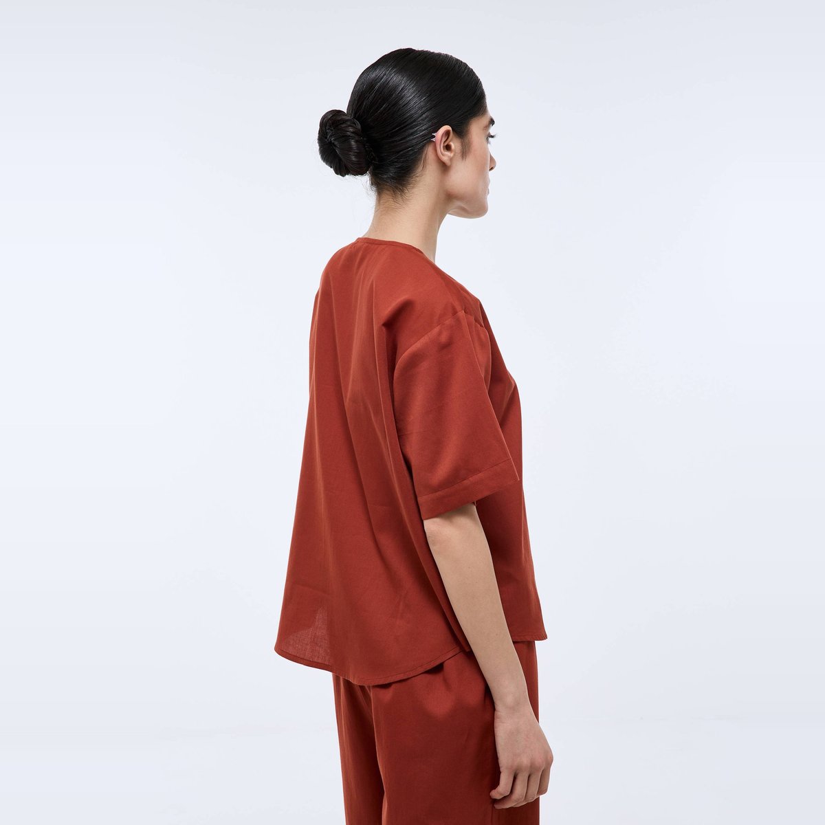 Chemise unie en satin de coton bio GOTS fez, MONOPRIX
