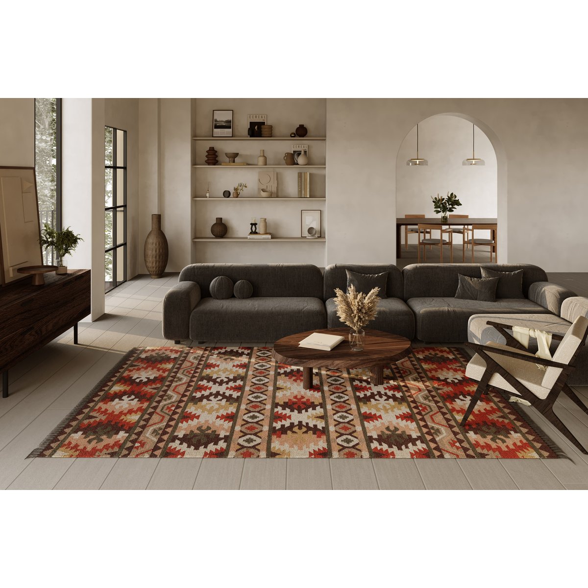 Tapis en laine, tissé main, oriental , BALOU brun, WECON HOME