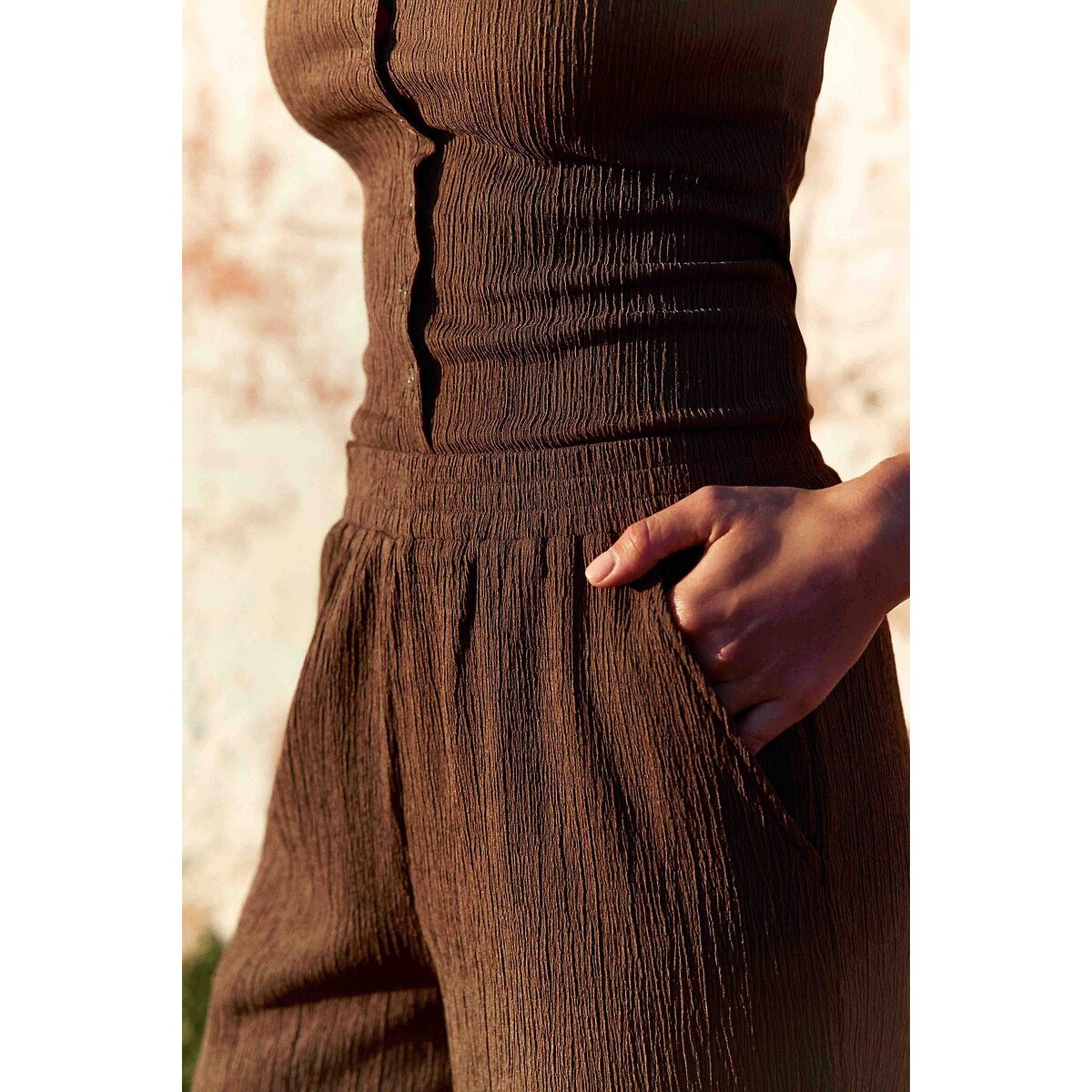 Loose fit wide leg low rise trousers brown, LA PETITE ETOILE