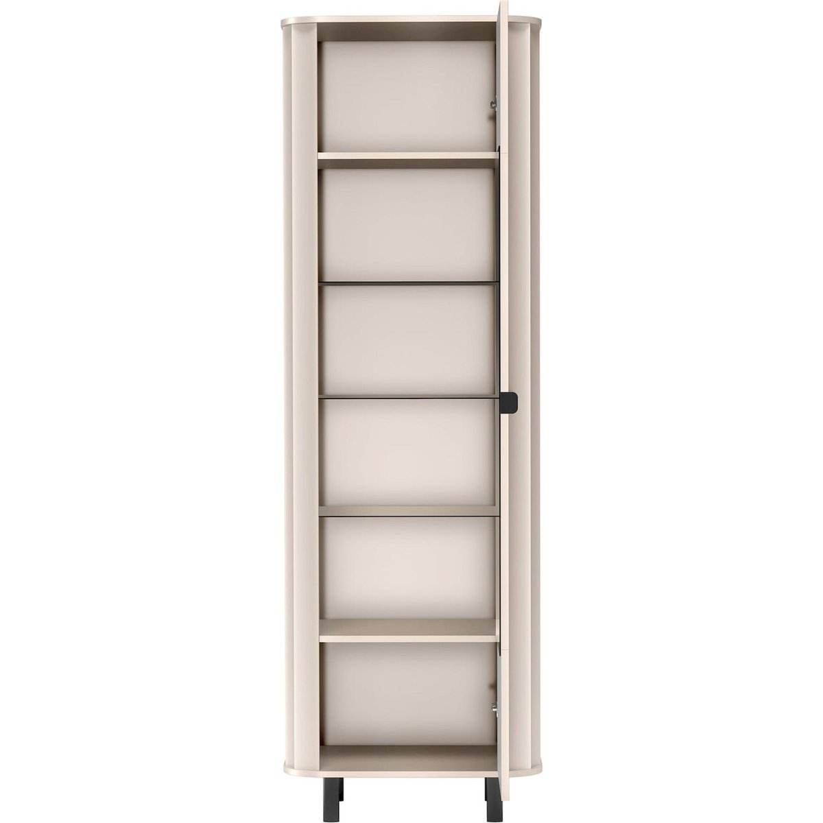 Vitrine haute 1 porte collection NOVADO cachemire mat et noir mat, RECOLLECTION