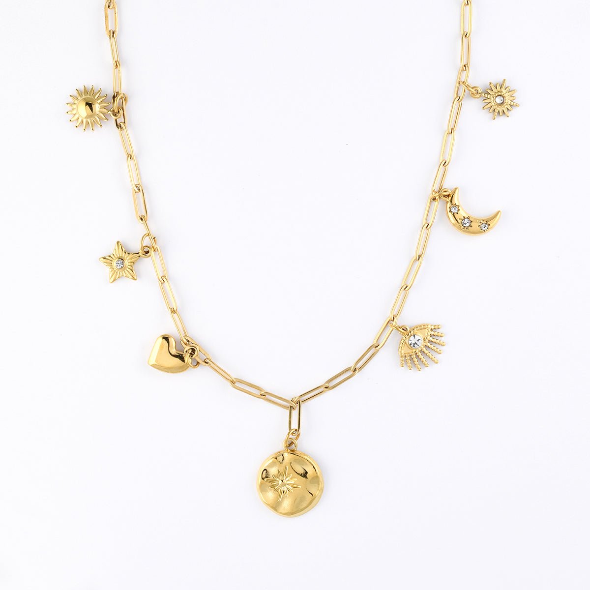 Collier maillons à charms en acier inoxydable doré, BALABOOSTE