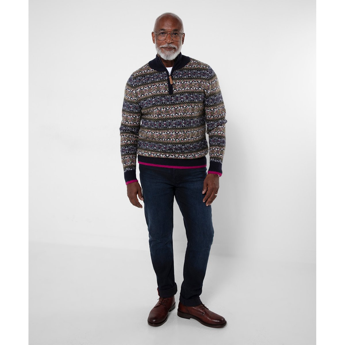 Fantastique Sweat Col Cheminée Jacquard Fair Isle multicolore, JOE BROWNS