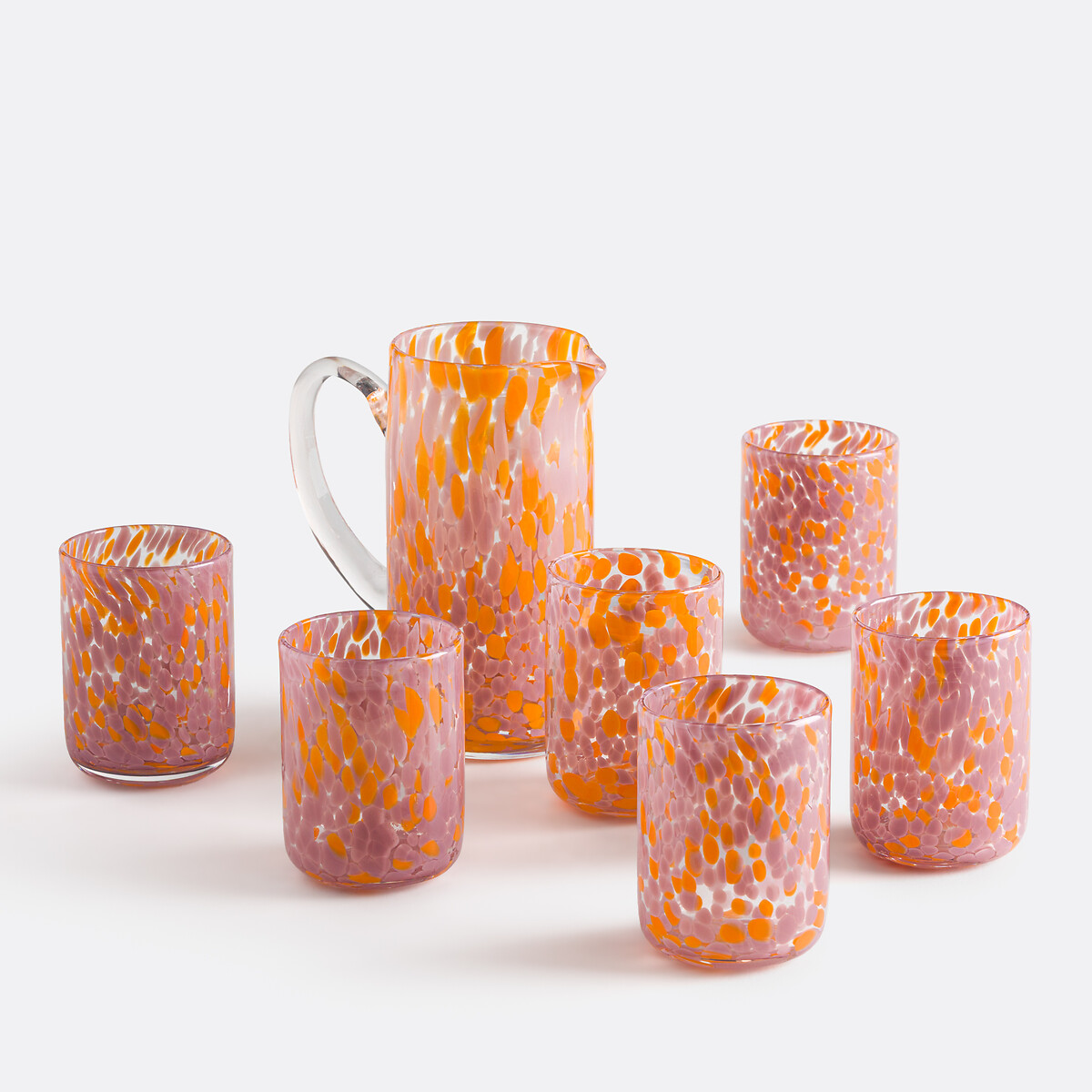 Carafe en verre moucheté, DOTIO rose/orange, LA REDOUTE INTERIEURS