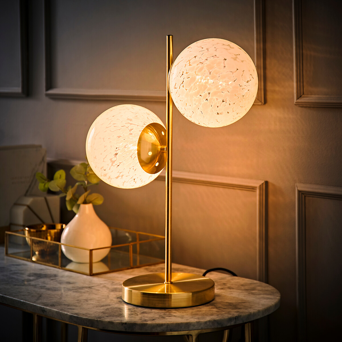 Jess 2-Light Confetti Glass Table Lamp gold-coloured, SO'HOME