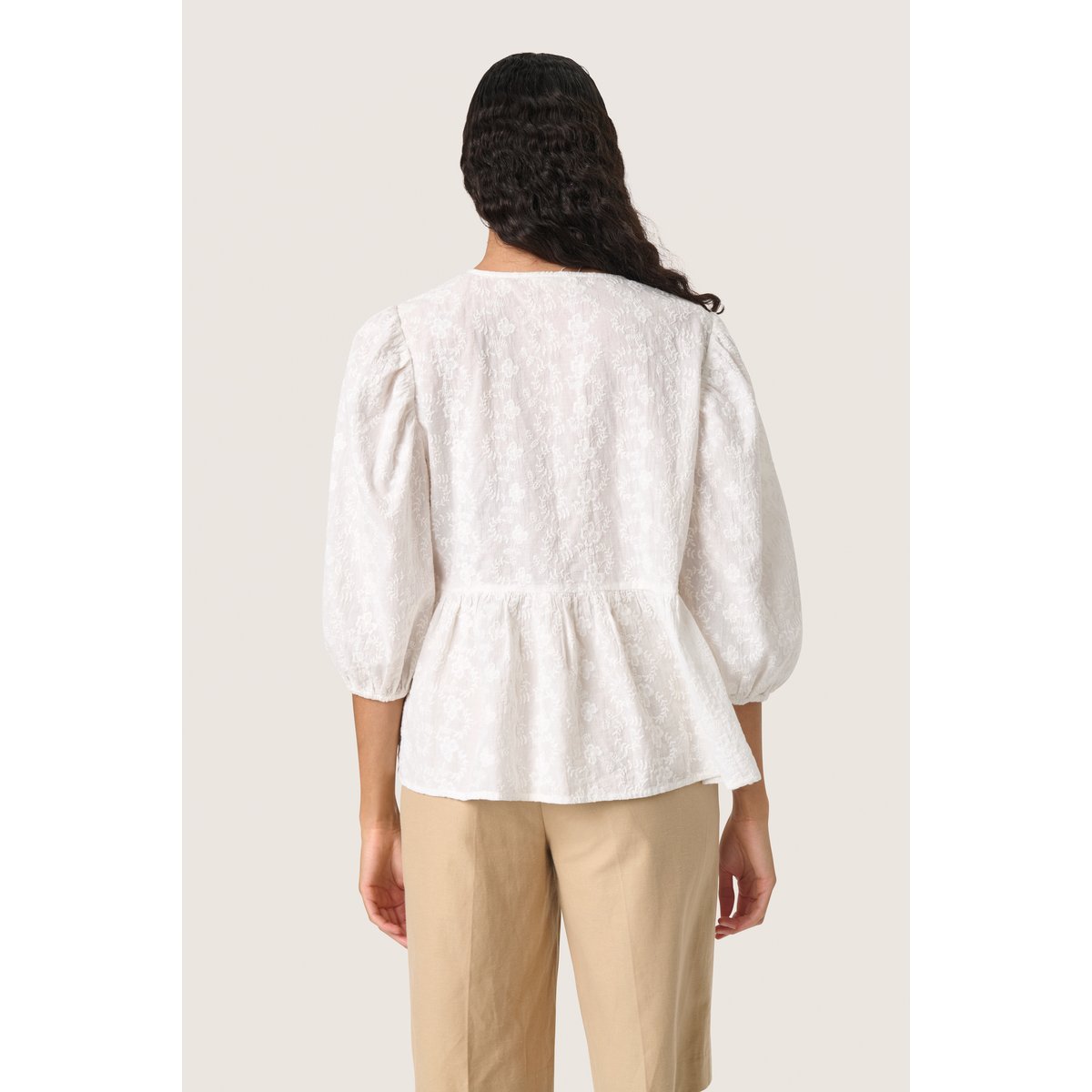 Blouse with short sleeve blanc broken white, SOAKED IN LUXURY