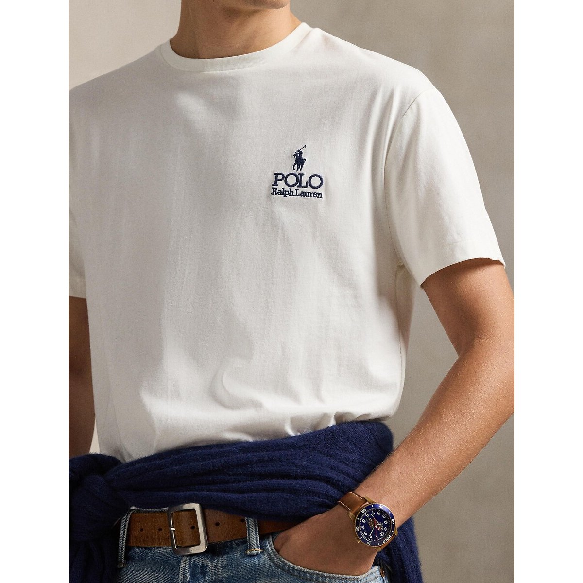 T-shirt Classic Fit con logo in jersey ecru , POLO RALPH LAUREN