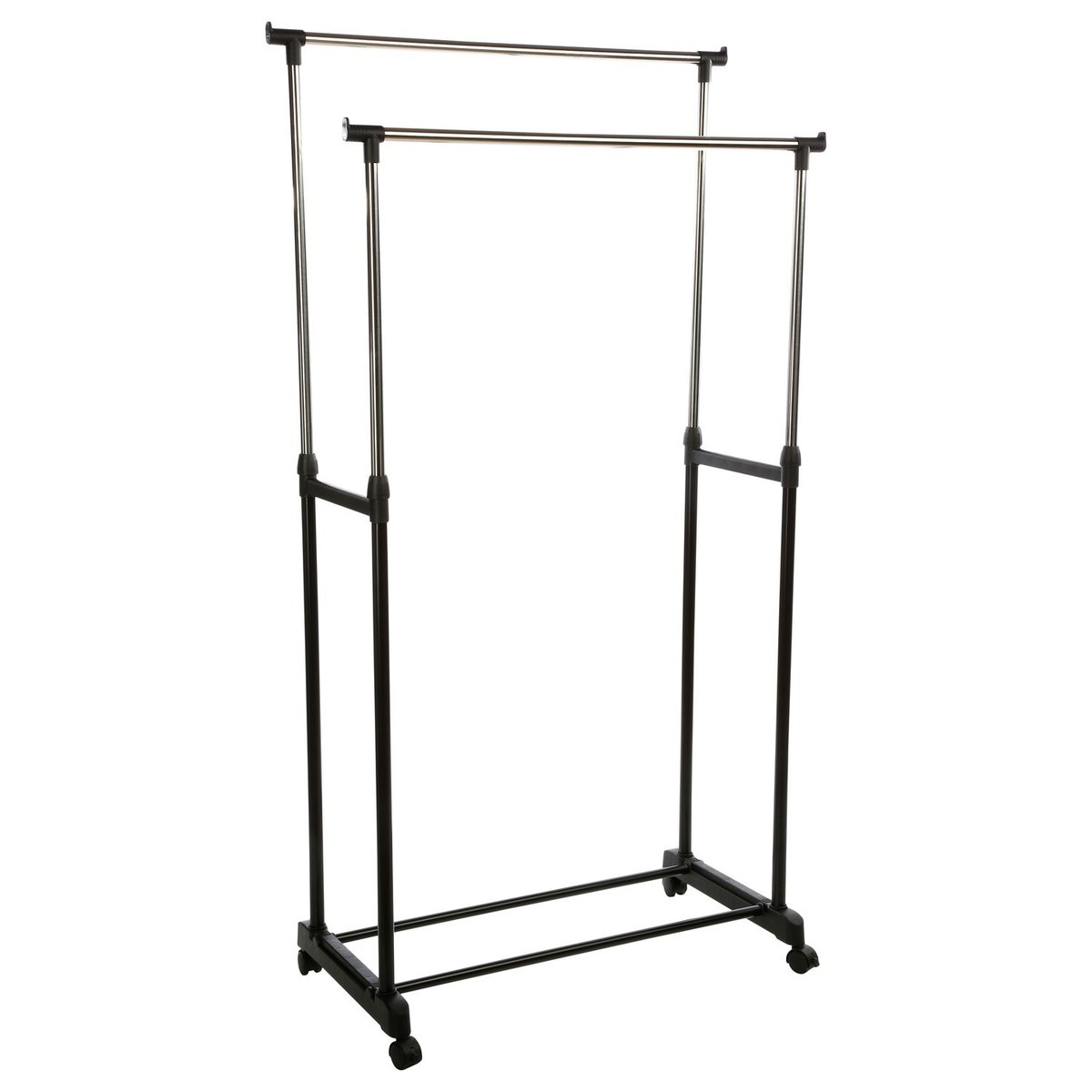 Portant à vêtement double extensible à roulettes ICARE noir, ATMOSPHERA