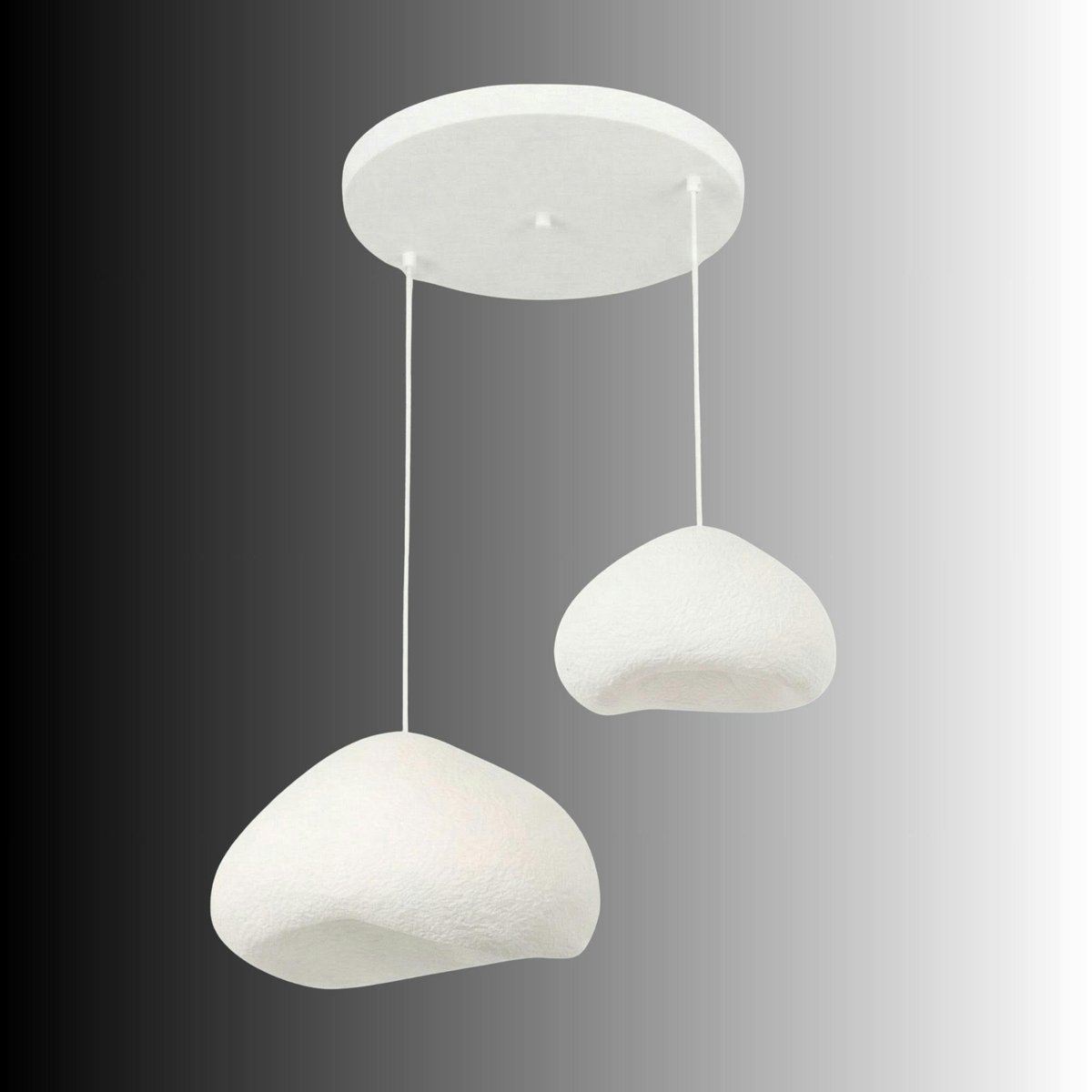 Suspension blanche design organique 2 abat-jour 94 cm NOXIS blanc, PIER IMPORT