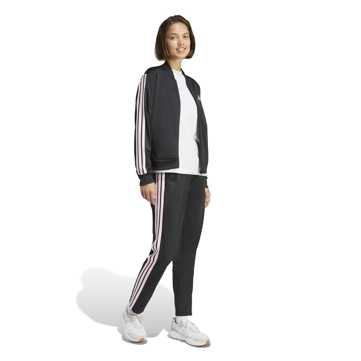 Trainingsanzug Essentials 3 Stripes schwarz, ADIDAS SPORTSWEAR