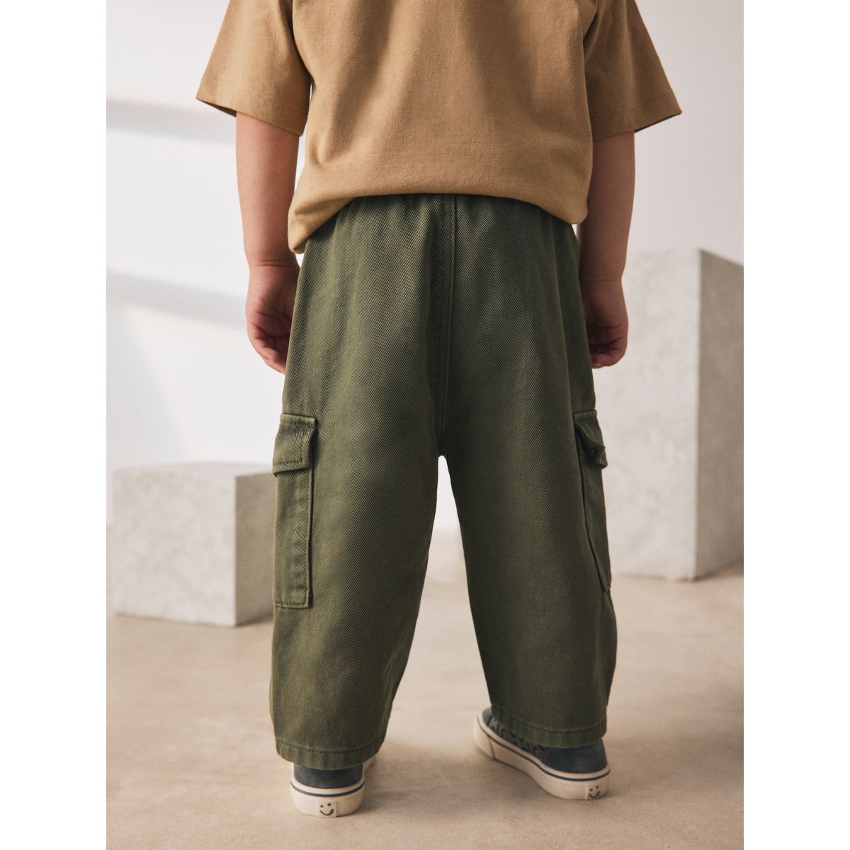 Pantalon cargo large vert kaki délavé, NEXT