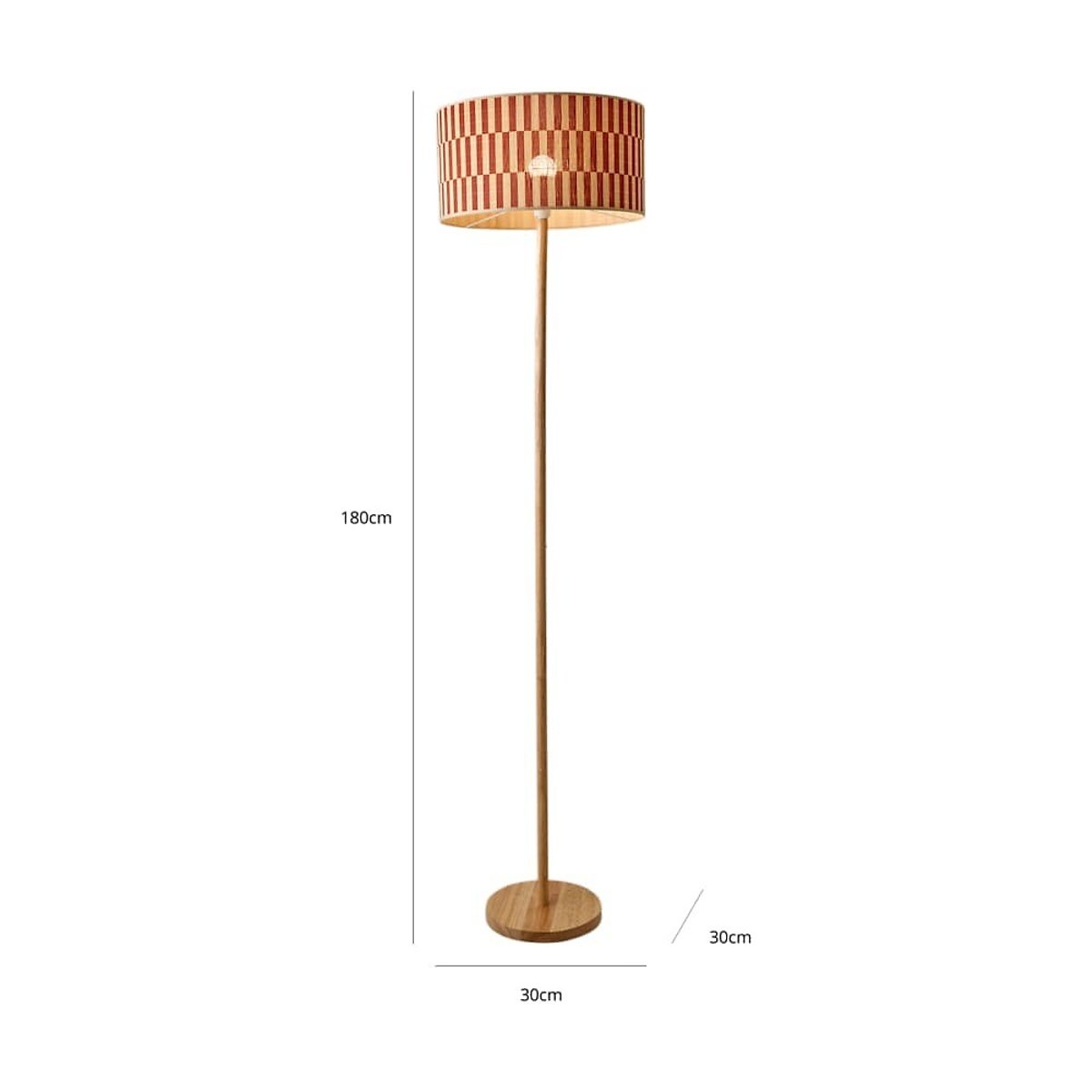 Heath Wood Floor Lamp with Orange Bamboo Shade light wood, SO'HOME