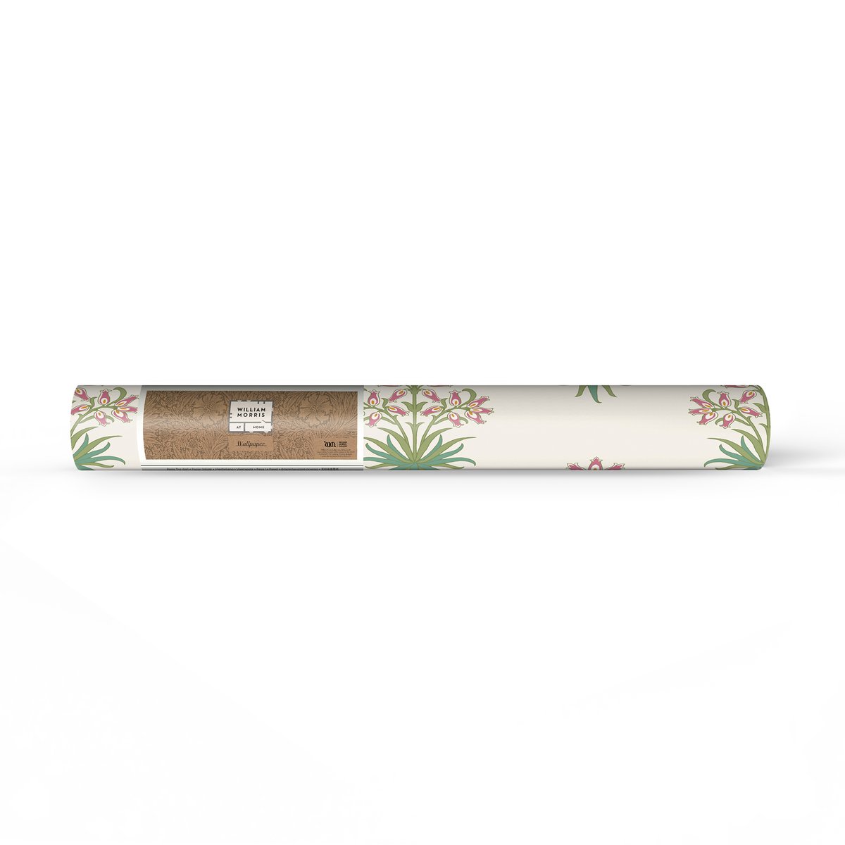 Papier peint fleuri Hyacinth Pink Cedar vert, rose, beige, WILLIAM MORRIS AT HOME