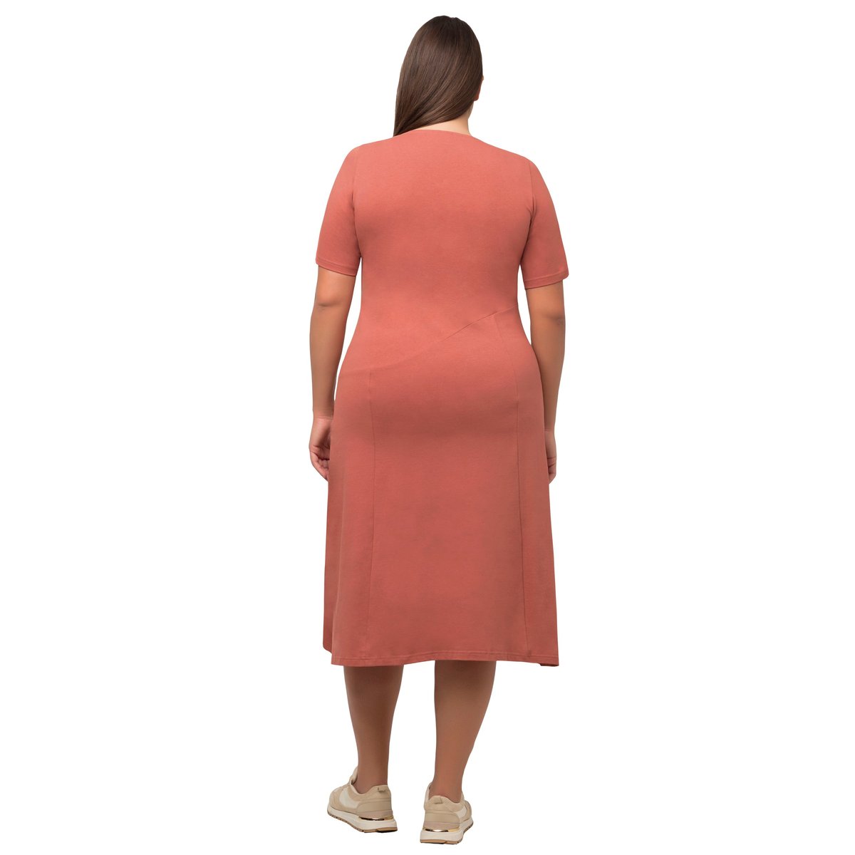 Robe en jersey, couture horizontale rouge, ULLA POPKEN