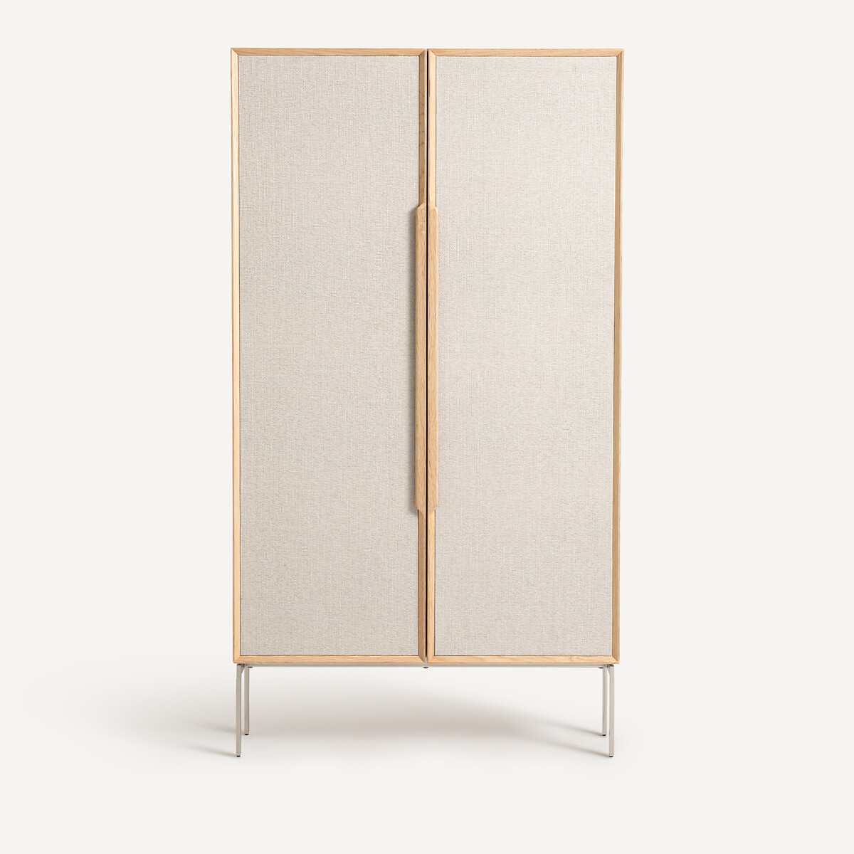 Bureau armoire plaqué chêne tissu texturé, Omid beige ficelle/chêne, AM.PM