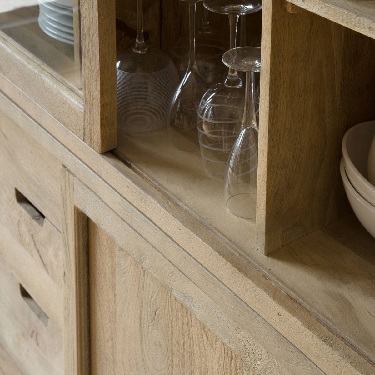 Vaisselier en bois de manguier NINA bois clair, MADE IN MEUBLES