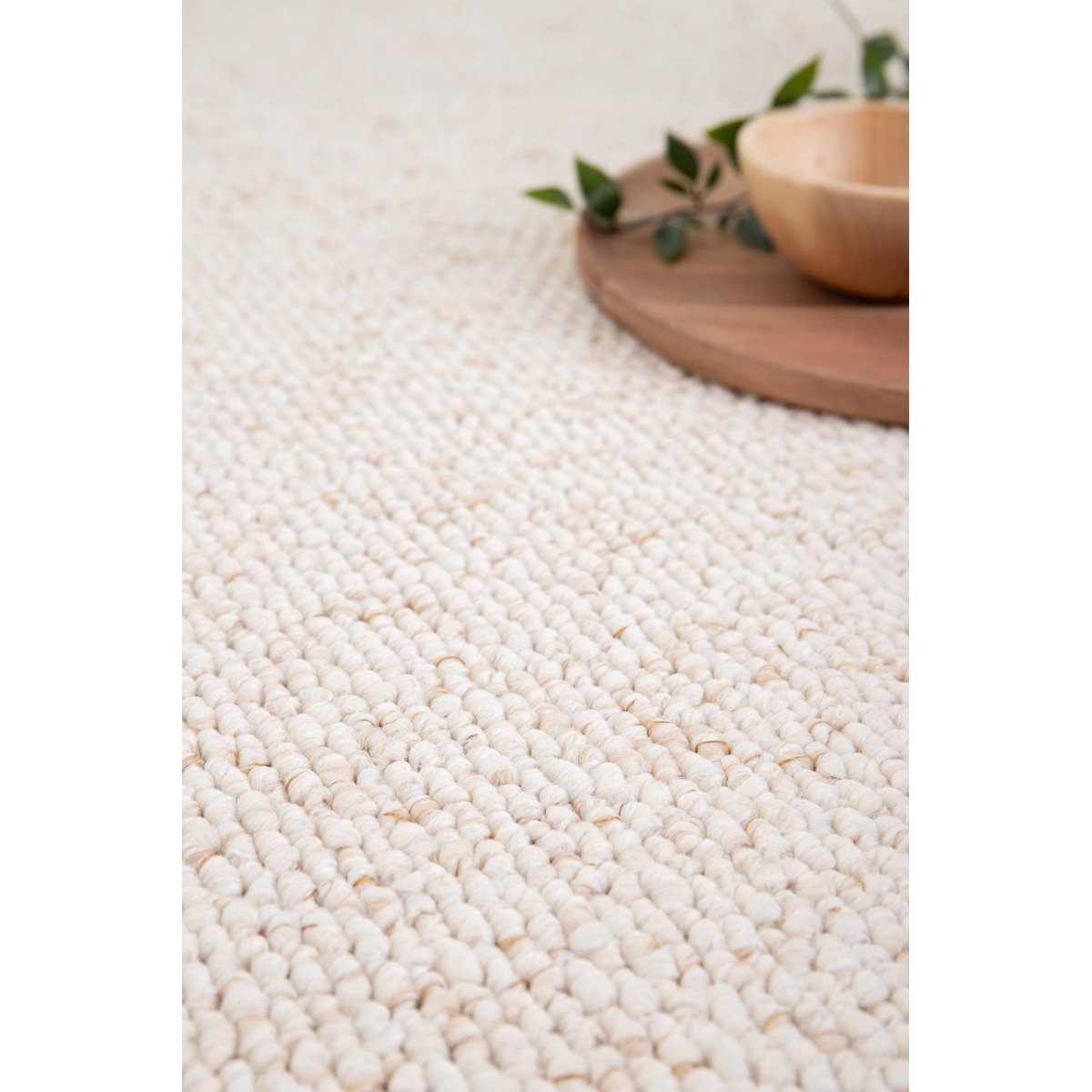 Tapis intérieur bouclé aspect laineux lavable SANDSTONE blanc pur, AFK LIVING