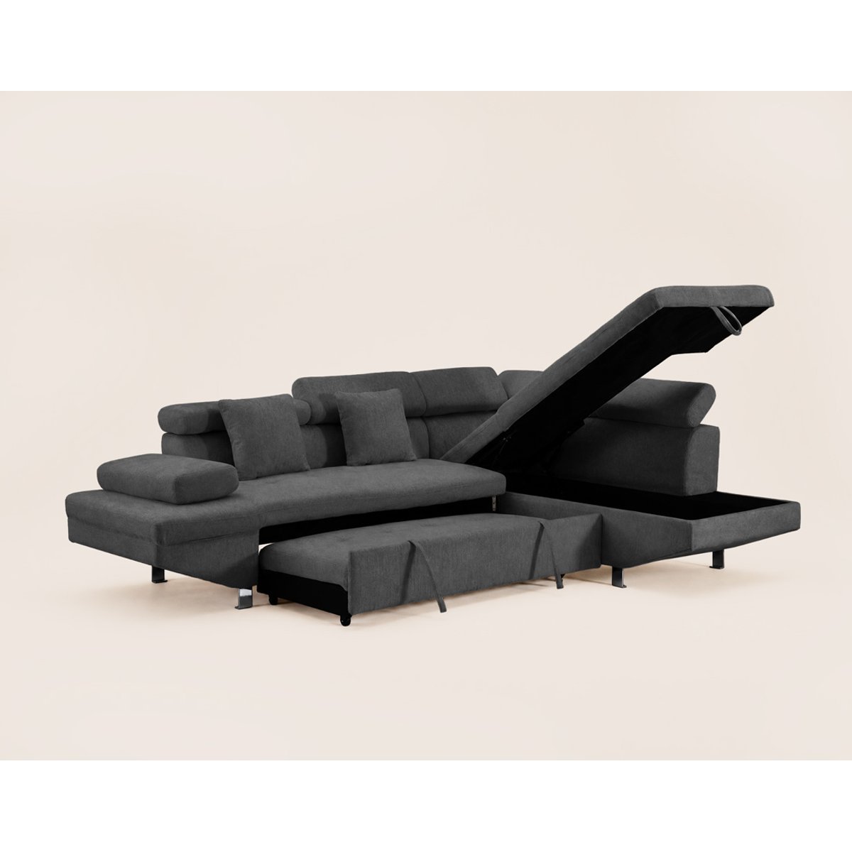 Canapé d'Angle Convertible 5 places - MARGAUX gris, BEST MOBILIER