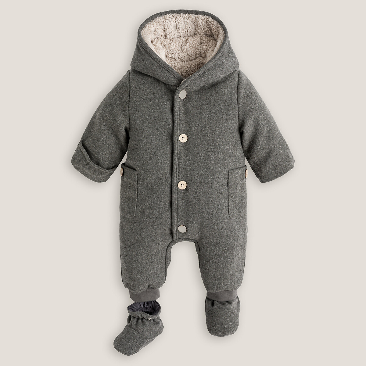 Combipilote à capuche doublée sherpa gris anthracite, LA REDOUTE COLLECTIONS