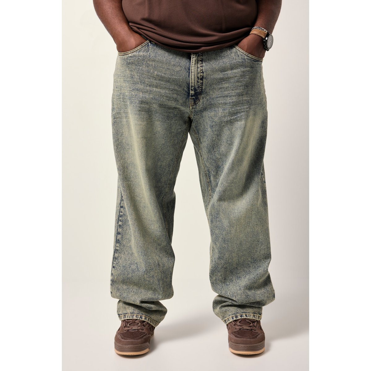 Jean 5 poches, dirty denim bleu jean, STHUGE