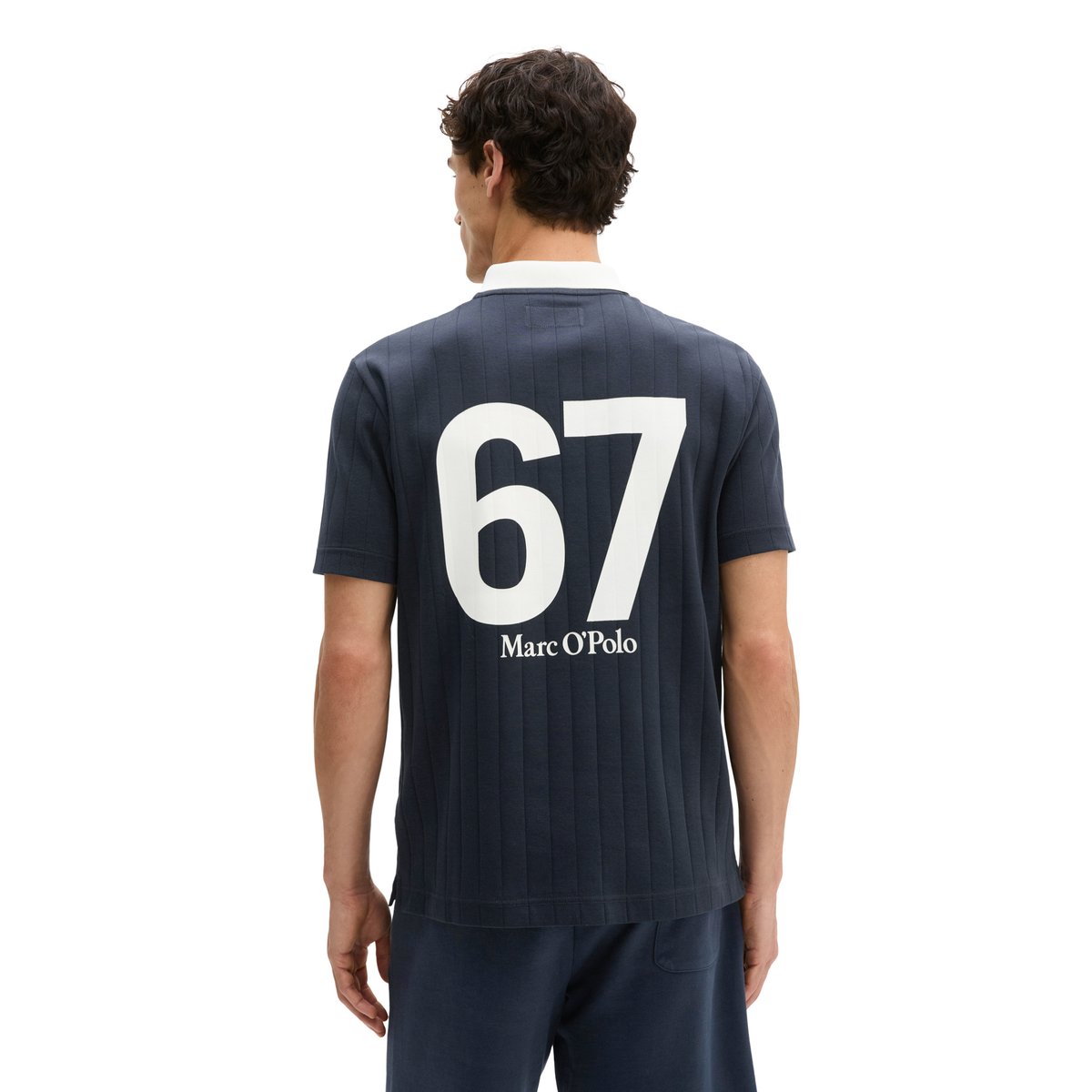 MOP Club '67 Football Tricot Polo, Rib en pur coton bio bleu foncé, MARC O'POLO