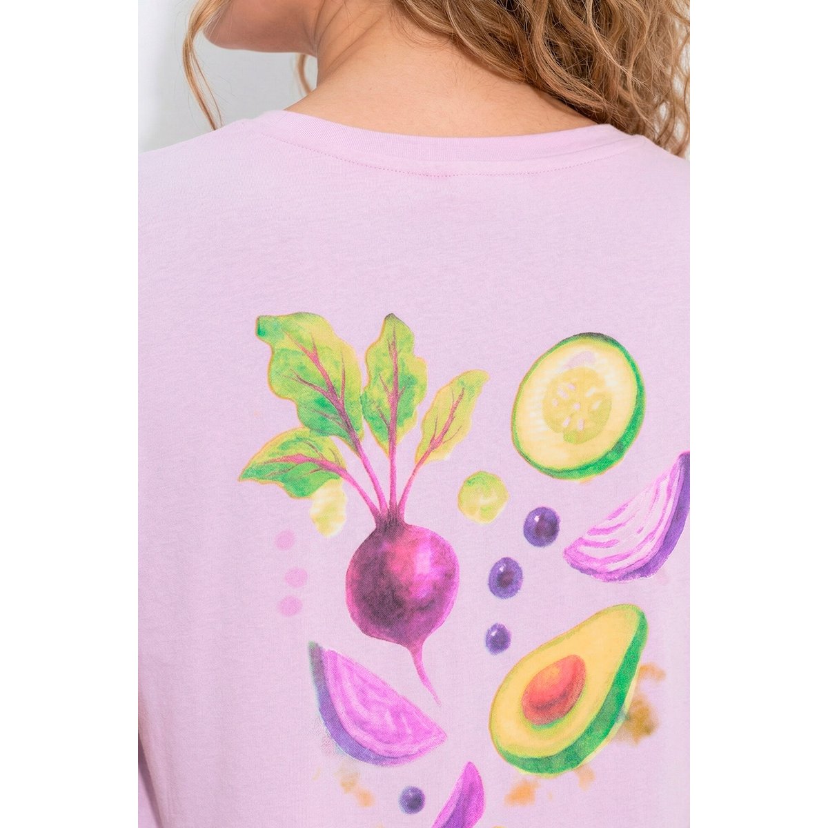 T-shirt en coton bio, motif radis vieux rose, ULLA POPKEN