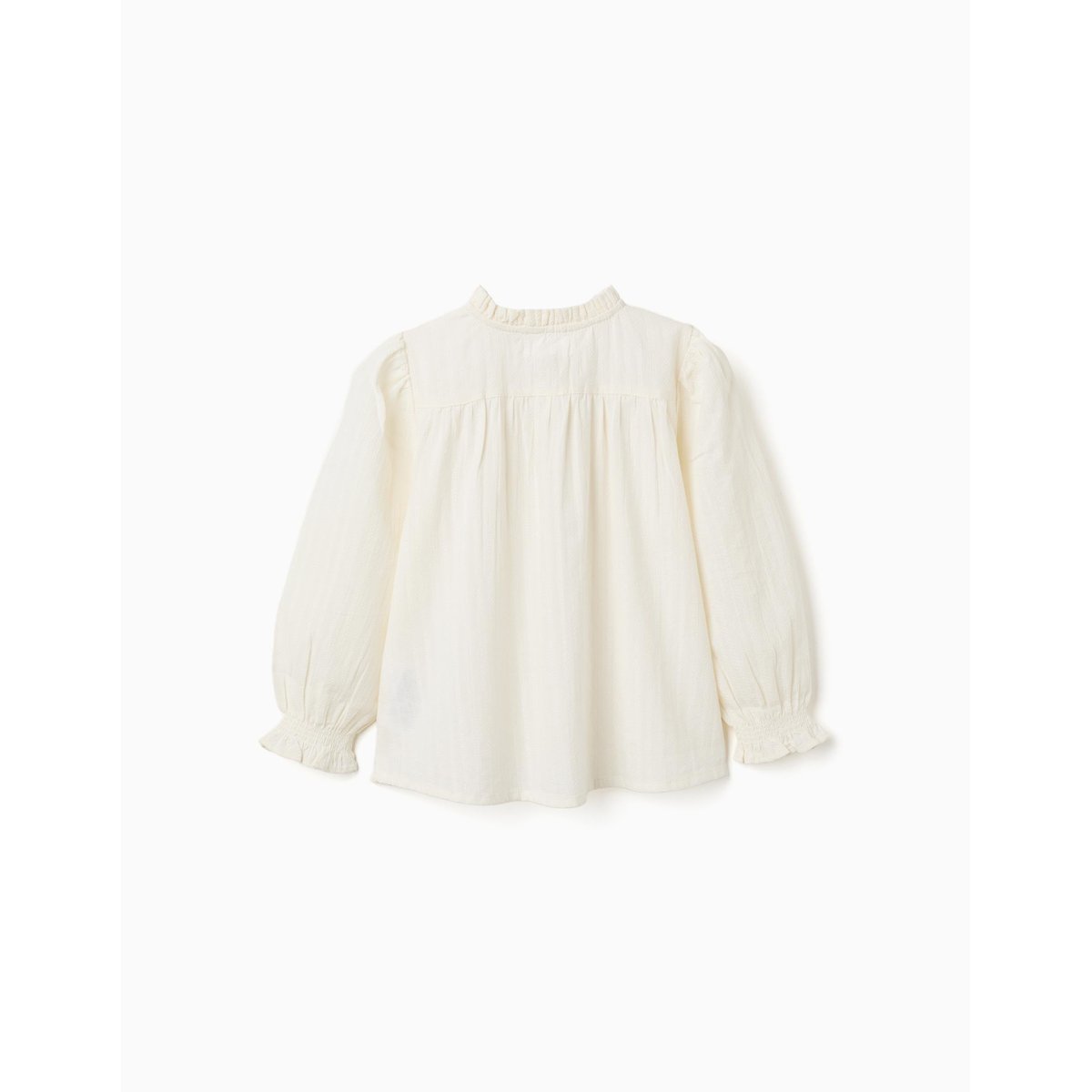 Chemise à manches longues en coton avec volants blanc, ZIPPY