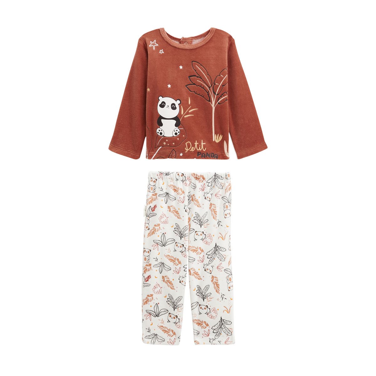 Pyjama enfant 2 pièces en velours Maloueg marron, PETIT BEGUIN