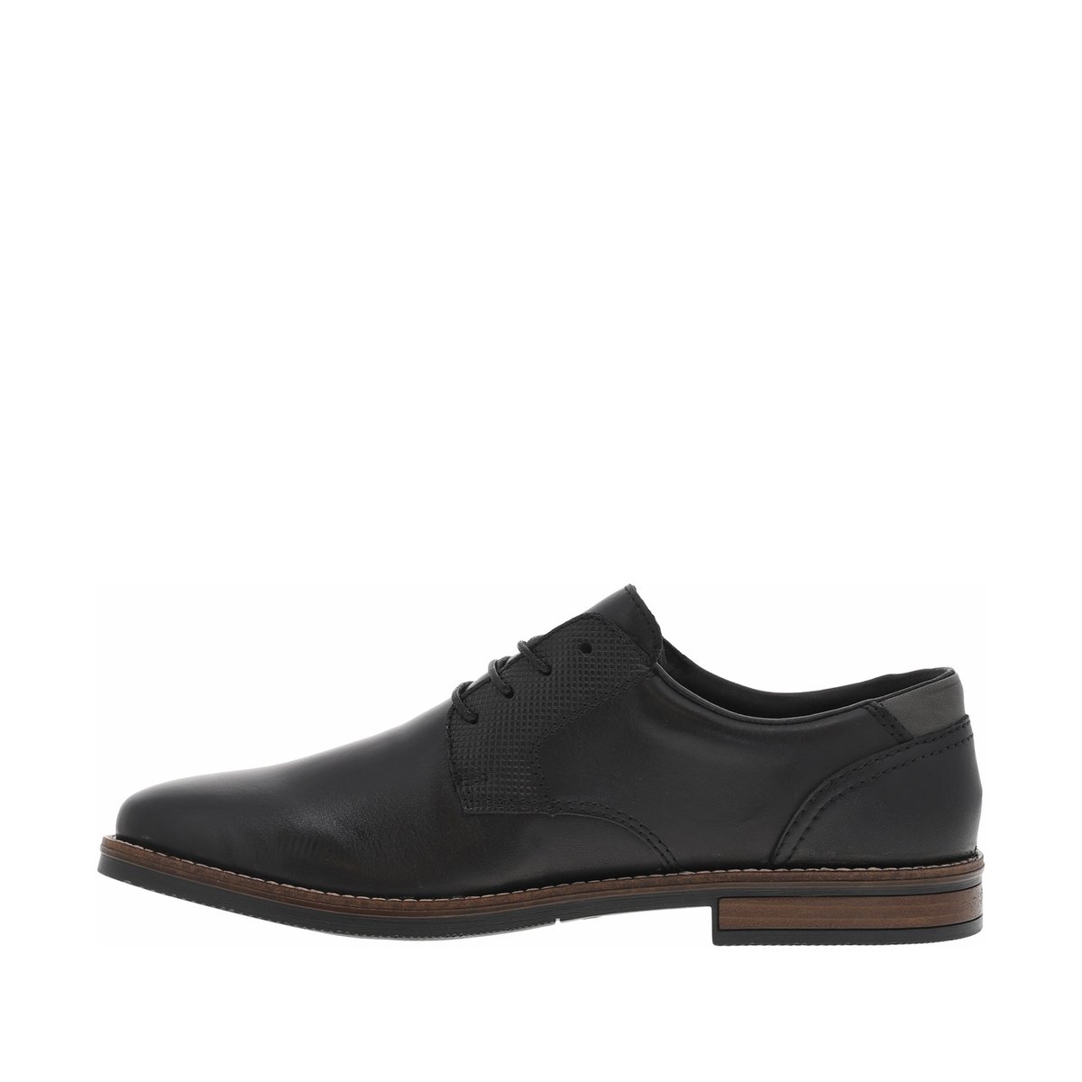 Derbies en cuir noir à talon décroché bas et à lacets ronds noirs noir, RIEKER