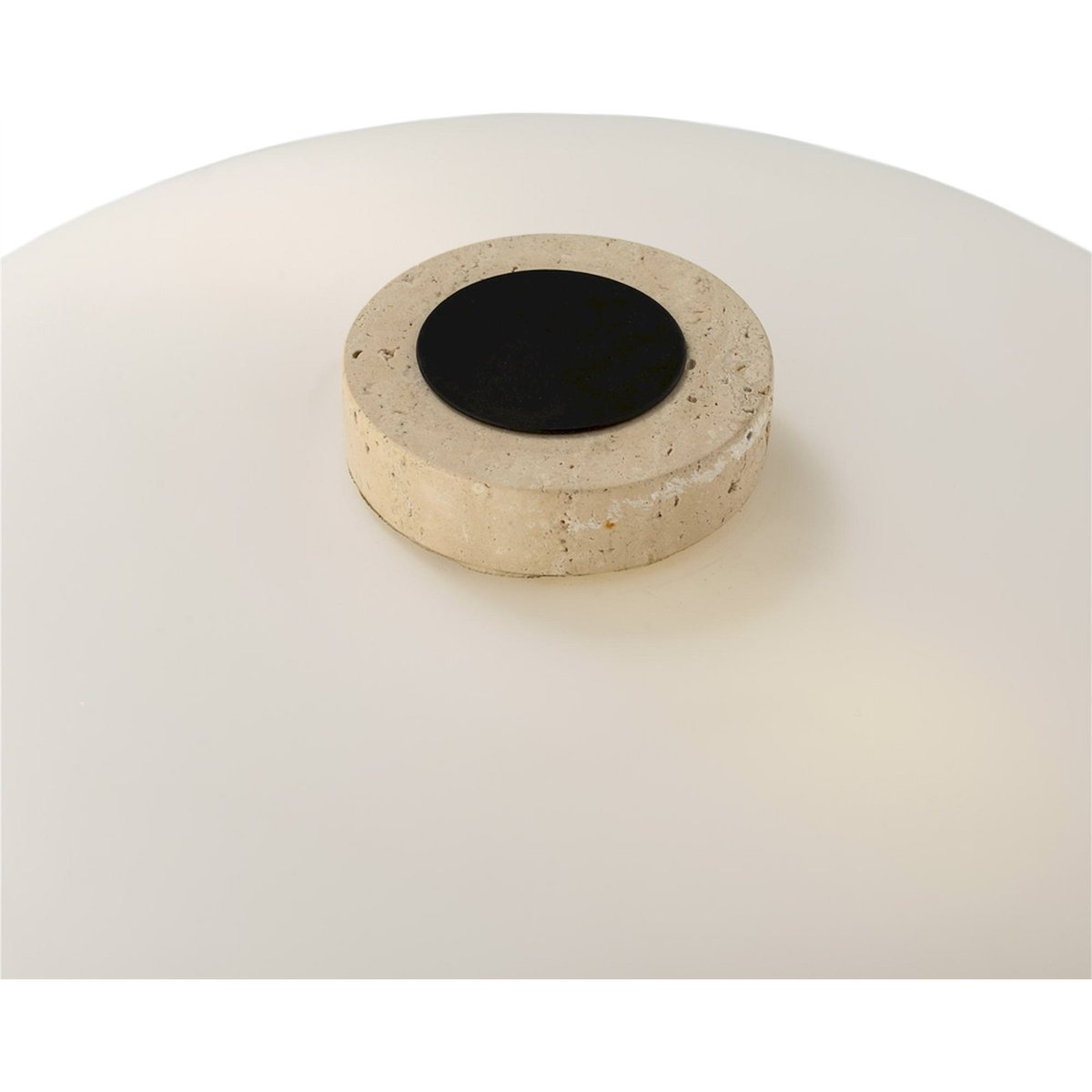 Lampe de table en marbre et verre rond crème travertin blanc opalin, RECOLLECTION