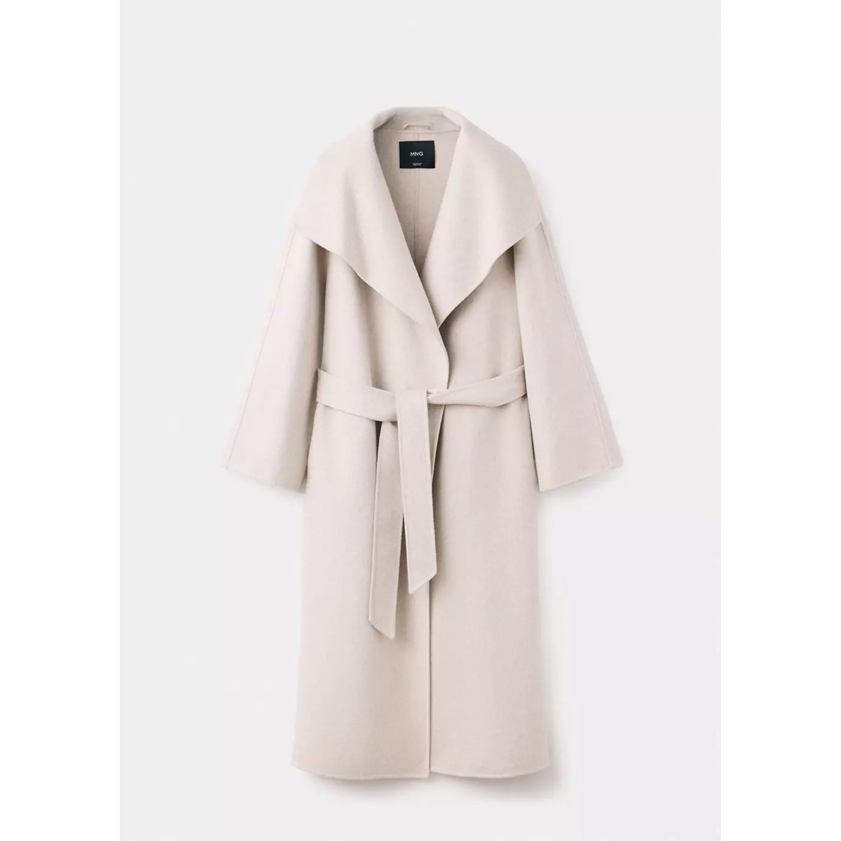 Manteau laine fait à la main ceinture gris clair/pastel, MANGO