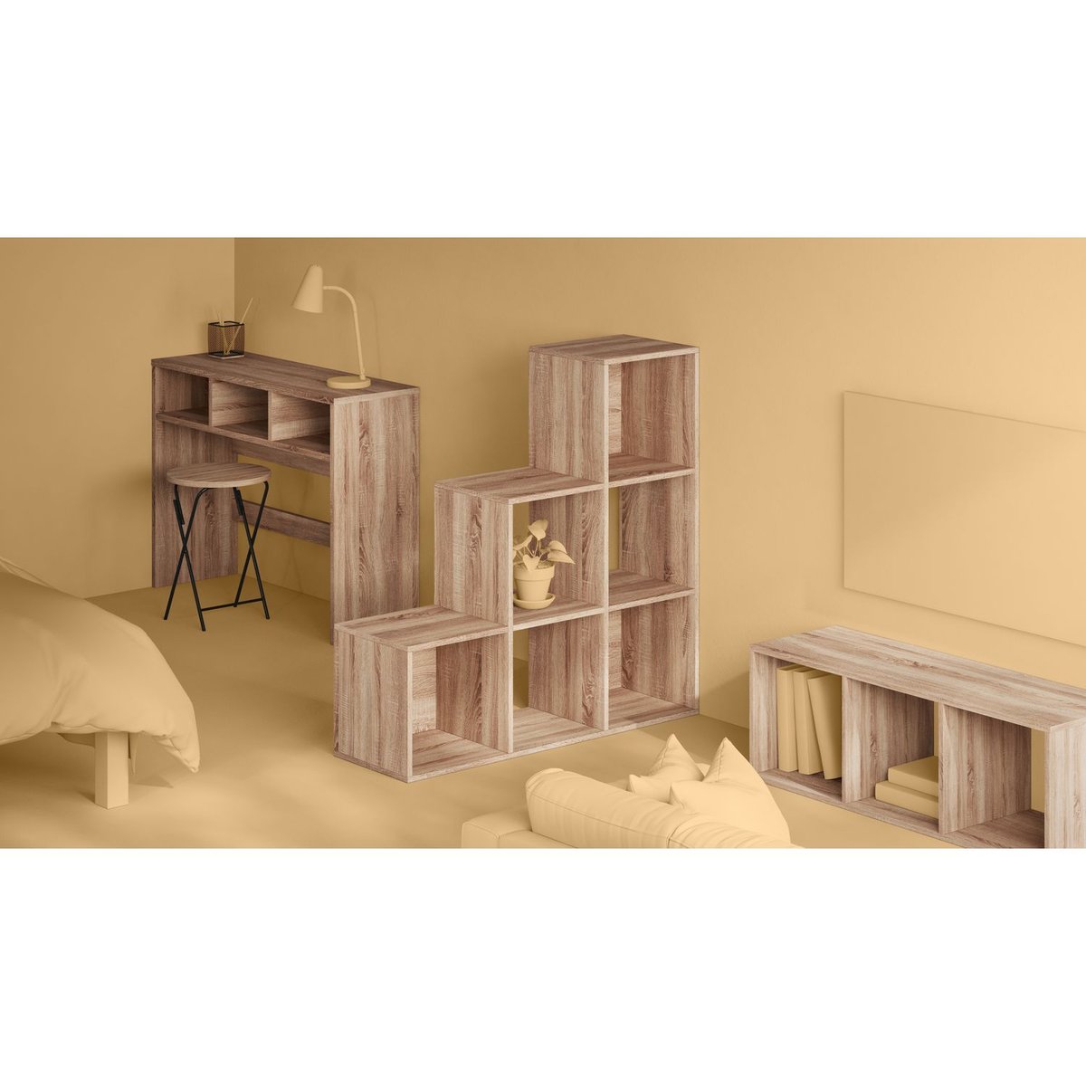 Lot de 2 tabourets pliants en métal noir, TOILINUX