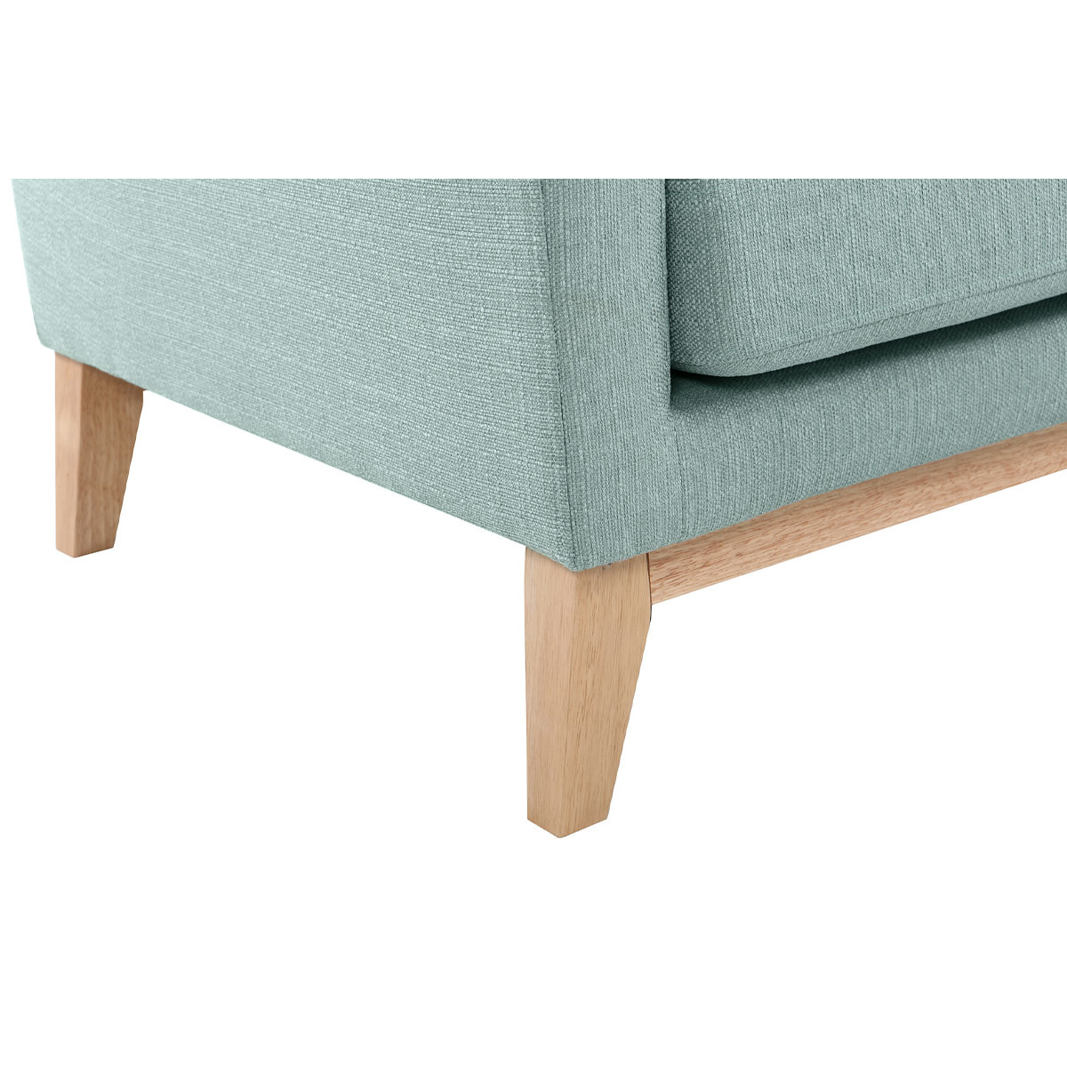 Canapé d'angle droit scandinave déhoussable 4 places en tissu et bois OSLO vert lagon, MILIBOO