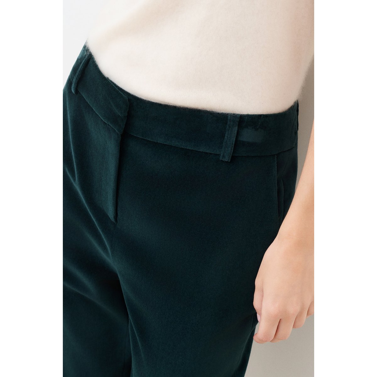 Pantalon droit en velours PMAEL vert canard, CAROLL