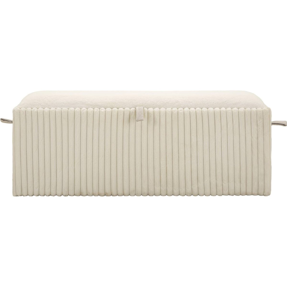Banc coffre scandinave tissu côtelé MODERN blanc écru, RECOLLECTION