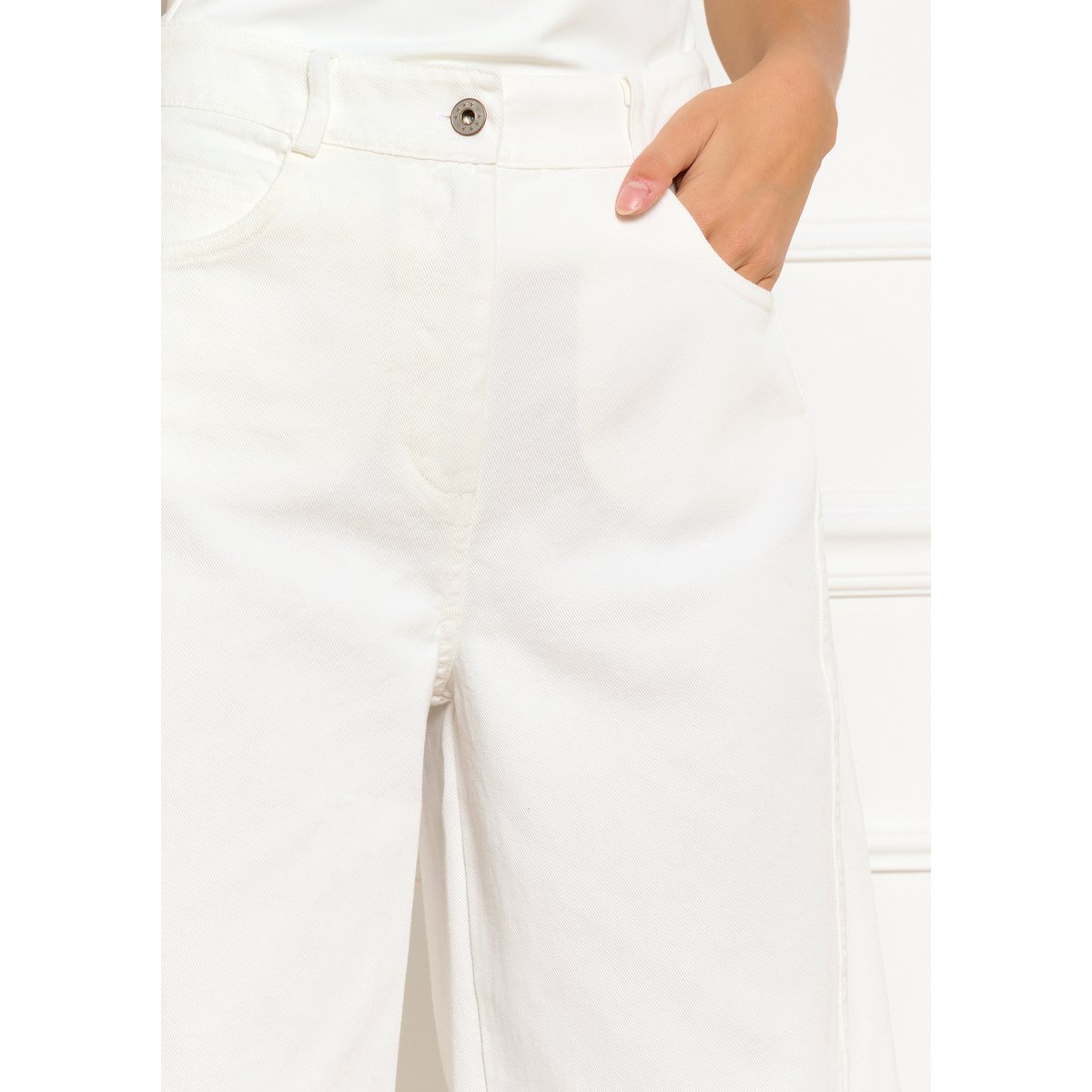 Pantalon barrel structuré blanc, LOLALIZA