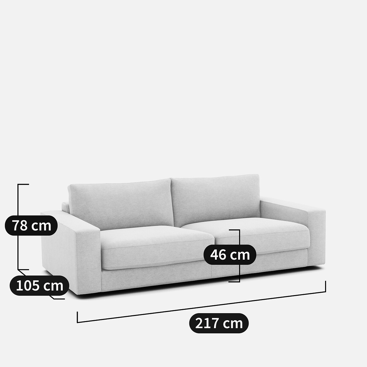 Sofá cama de 3 plazas de tejido jaspeado, SKANDER marfil, AM.PM